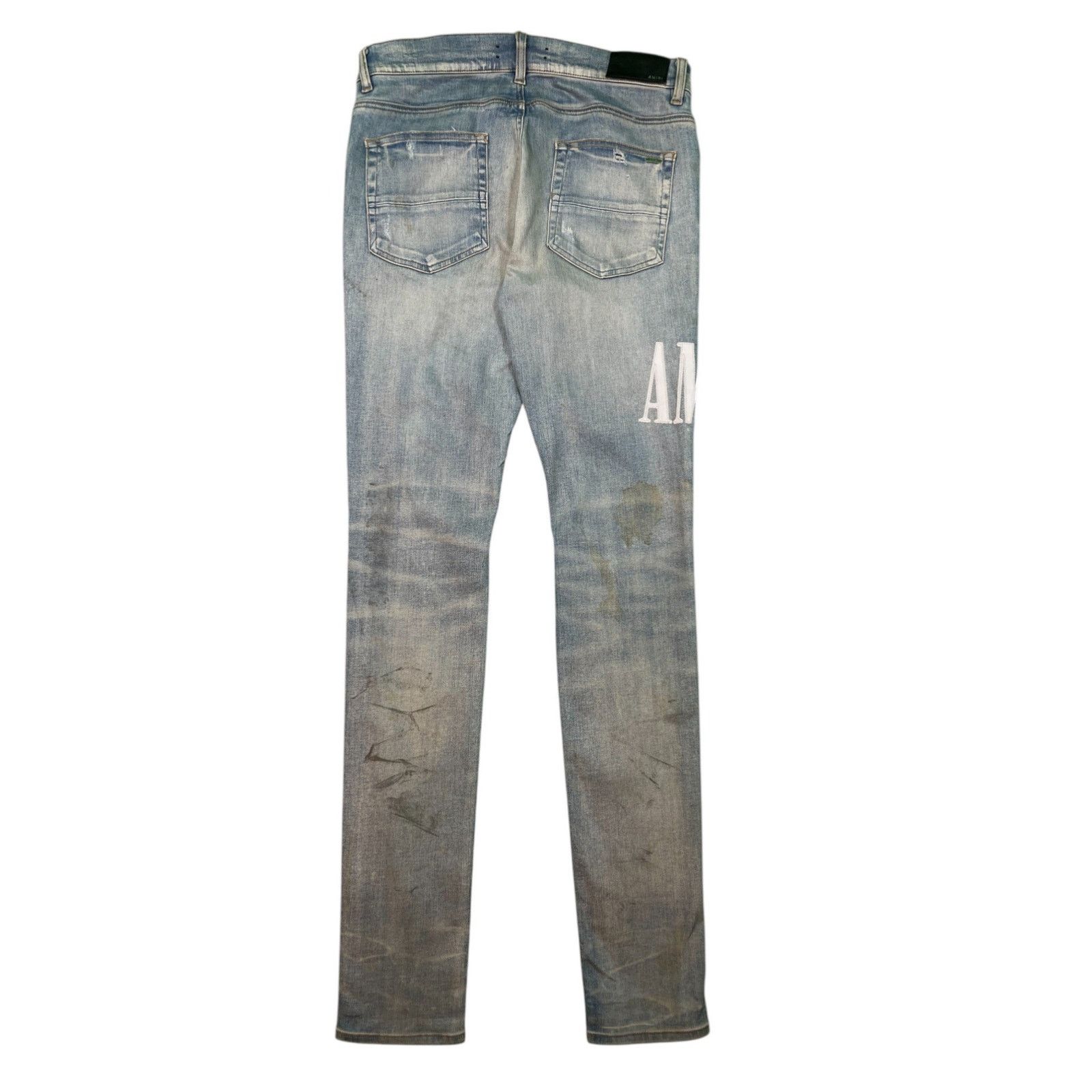 Amiri Amiri White Side Logo Light Wash Blue Jeans Size US 32 / EU 48 - 2 Thumbnail