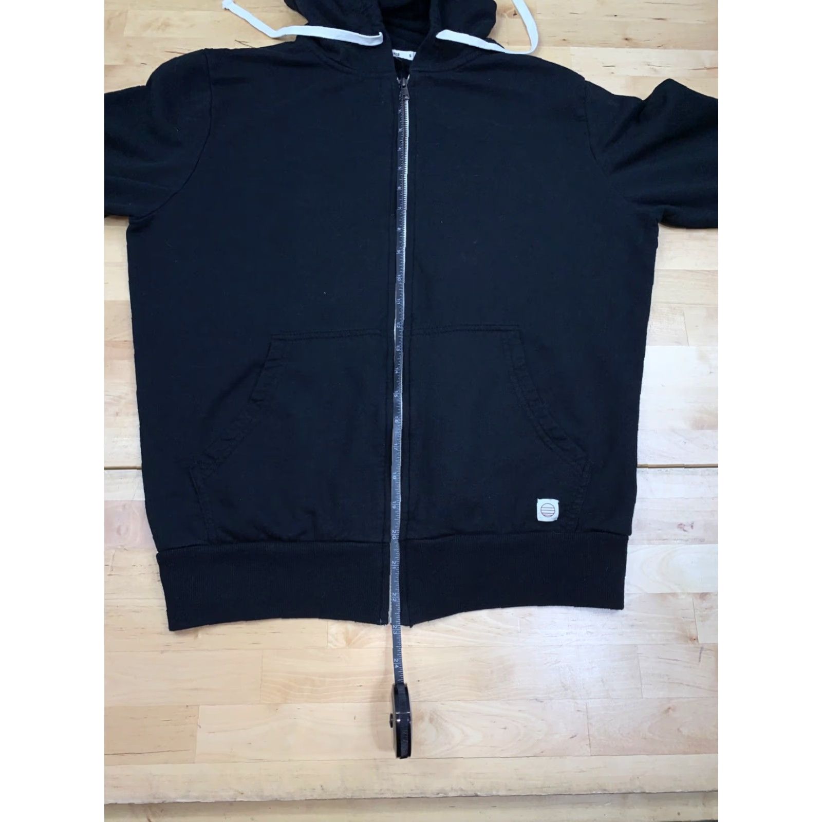 Marine Layer Marine Layer Jacket Mens S Black Hooded Full Zip Casual Drawstring Solid Cotton Blend Jacket Size US S / EU 44-46 / 1 - 3 Thumbnail