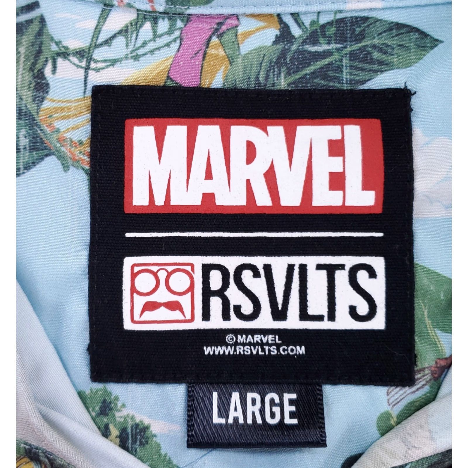 Vintage **RSVLTS Wolverine Sauron Mens Blue Hawaiian Shirt L** User: RSVLTS Wolverine Sauron Mens Blue Hawaiian Shirt L Size US L / EU 52-54 / 3 - 3 Thumbnail