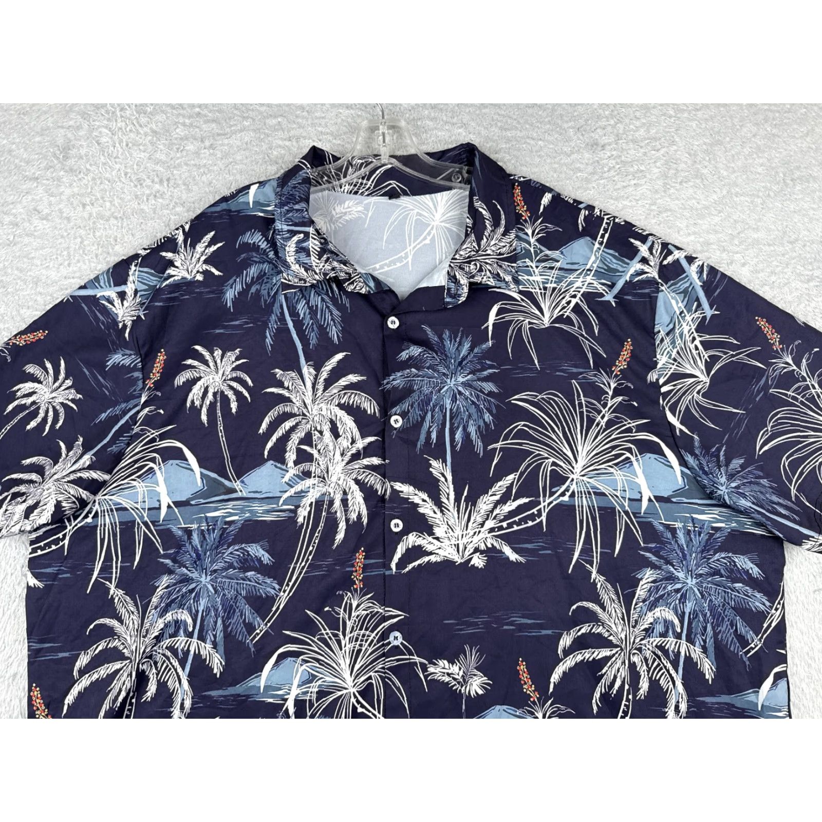 Vintage Hawaiian Shirt Shirt Men 5XL XXXXXL Blue White Palm Tree Floral Cotton Blend Size US XXL / EU 58 / 5 - 4 Thumbnail