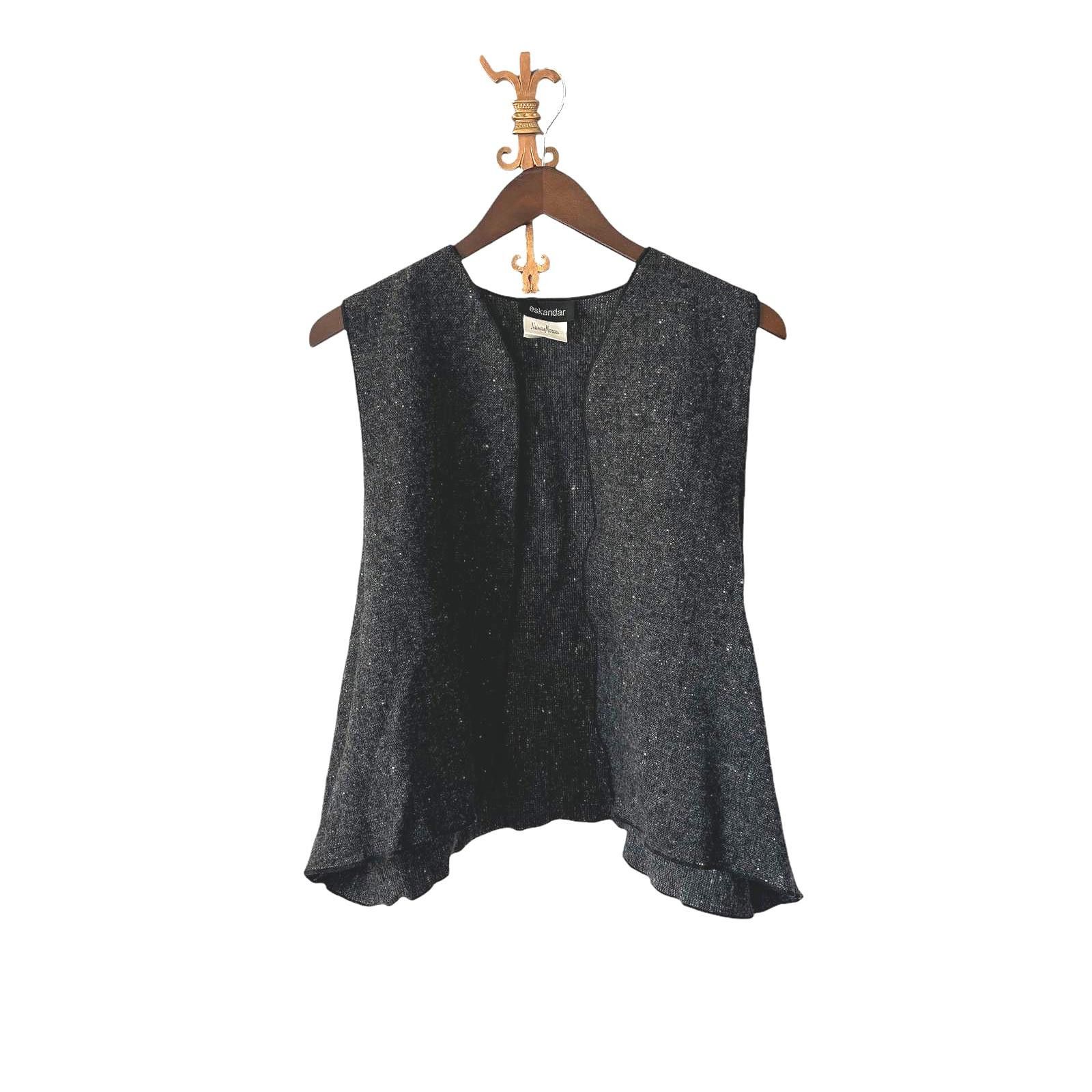 Designer Eskandar Neiman Marcus Wool Gray Vest One Size Open Front Size US M / EU 48-50 / 2 - 1 Thumbnail