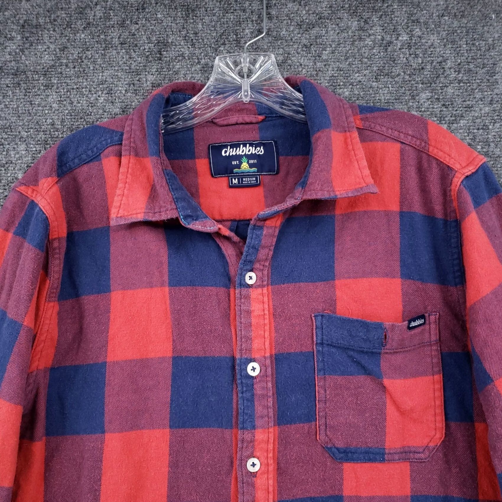 Chubbies Ch Chubbies Button Up Shirt Mens Medium Red Regular Fit Flannel Plaid Long Sleeve Size US M / EU 48-50 / 2 - 3 Thumbnail