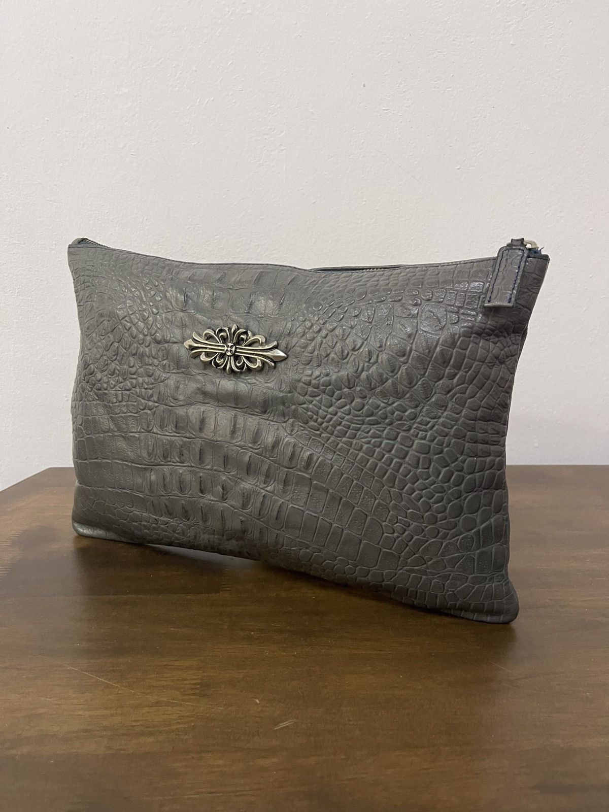 Croc Embossed Clutch Bag with cross