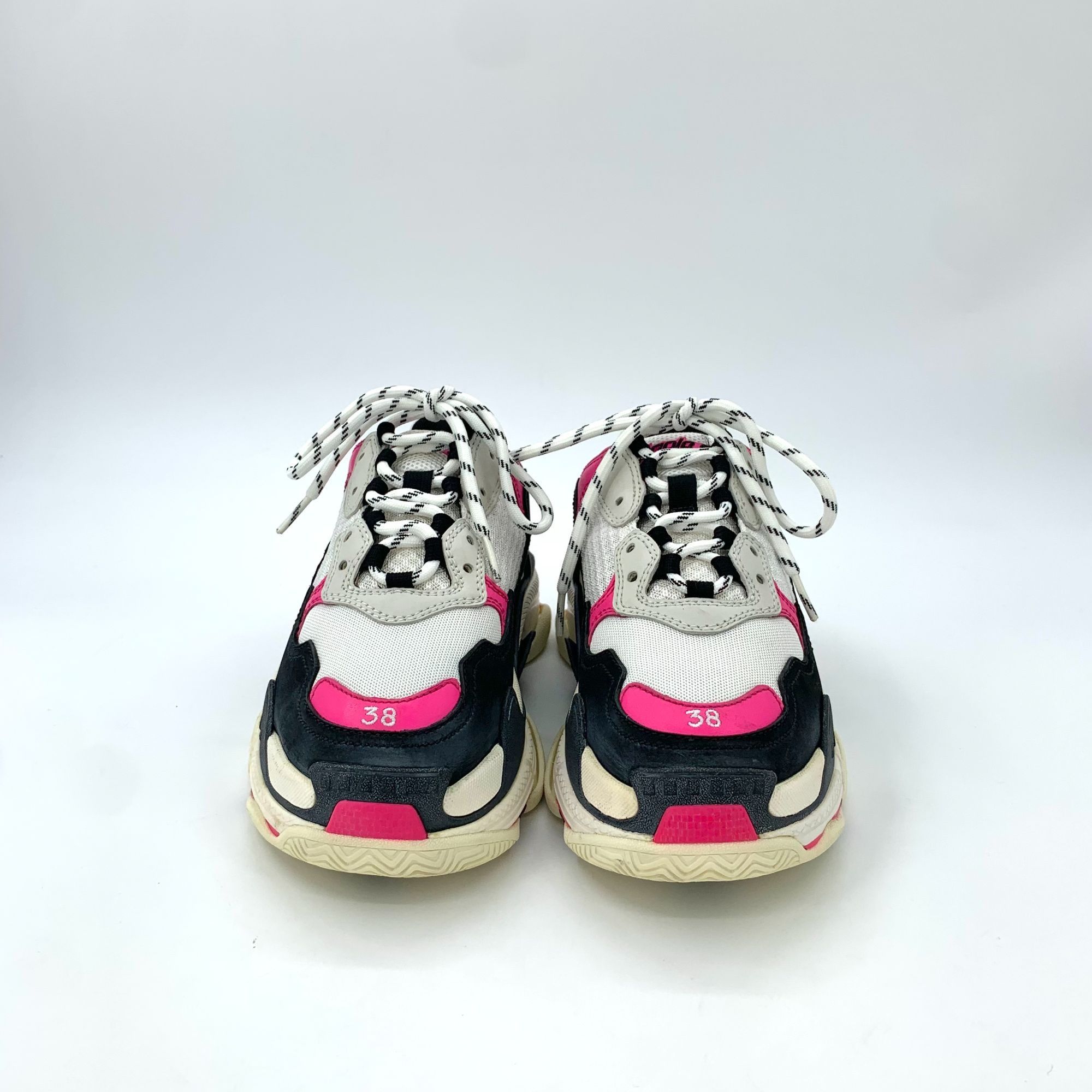 Balenciaga Balenciaga Triple S 38 Lace-Up Mesh & Leather Sneakers Pink/ Size US 8 / IT 38 - 9 Thumbnail