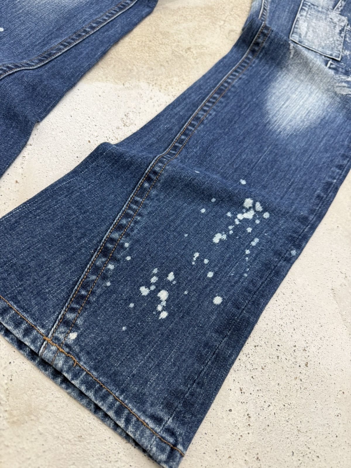 5351 POUR LES HOMMES × Japanese Brand × Le Grande Bleu (L.G.B.) Skybomber Japan Patchwork Painter Low Rise Flared Jeans Size US 30 / EU 46 - 7 Thumbnail