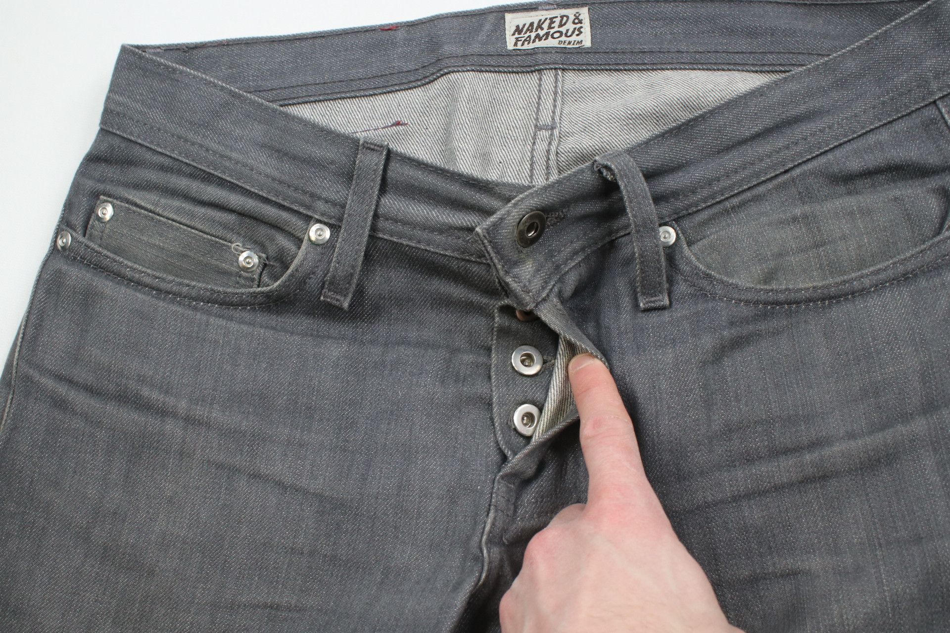 Naked & Famous × Vintage Naked & Famous Fly Weird Guy Selvedge Denim Jeans Gray Size ONE SIZE - 6 Thumbnail