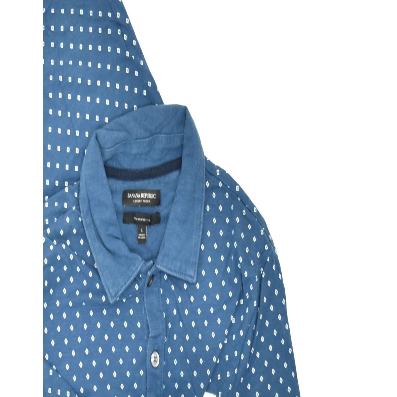 Banana Republic BANANA REPUBLIC Mens Polo Shirt Small Blue Argyle/Diamond Standard Fit Size US S / EU 44-46 / 1 - 3 Thumbnail