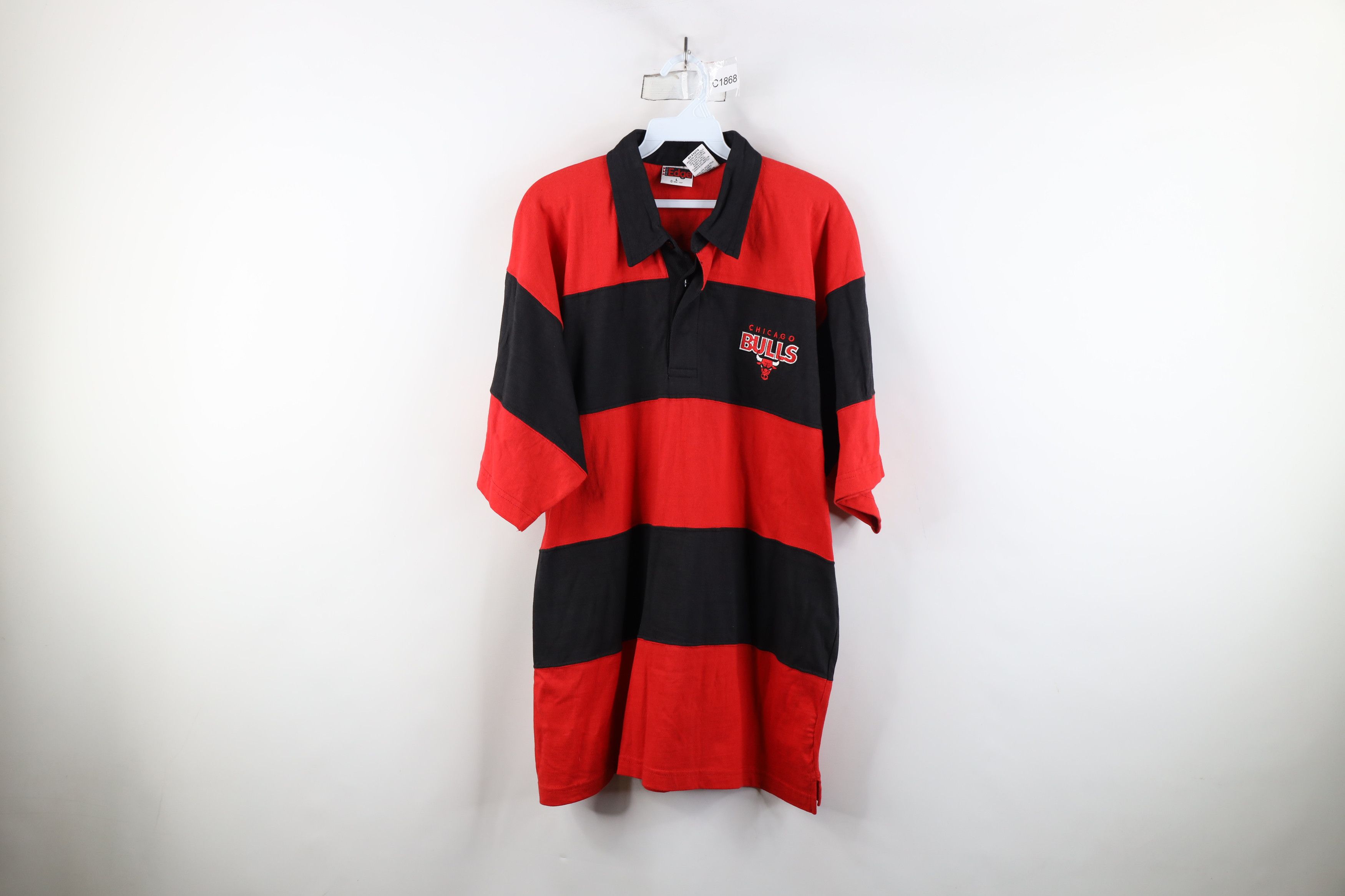 Vintage Vintage 90s Chicago Bulls Basketball Rugby Polo Shirt Cotton Size US L / EU 52-54 / 3 - 1 Thumbnail