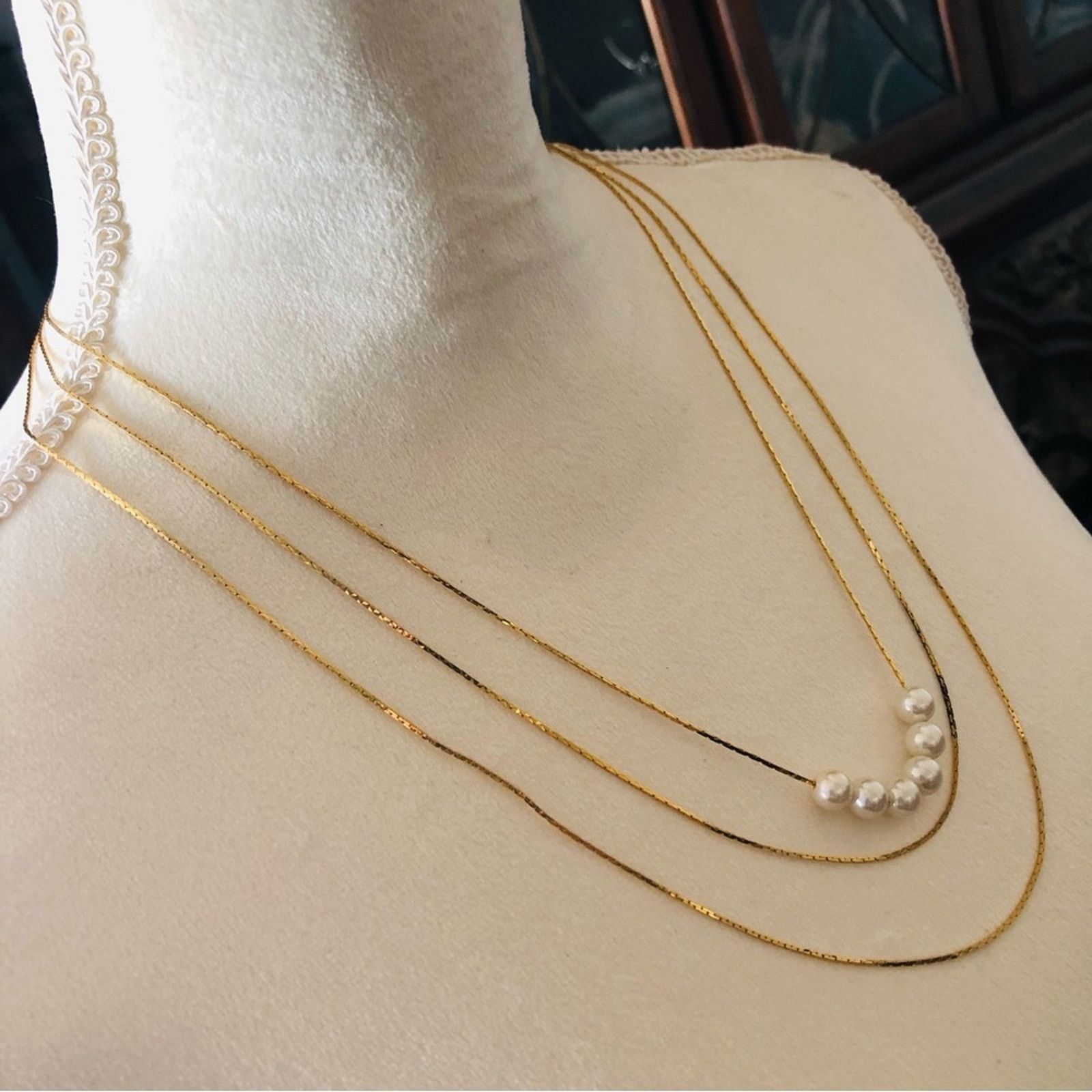 Vintage Vintage 80s triple strand gold chain necklace Size ONE SIZE - 2 Thumbnail