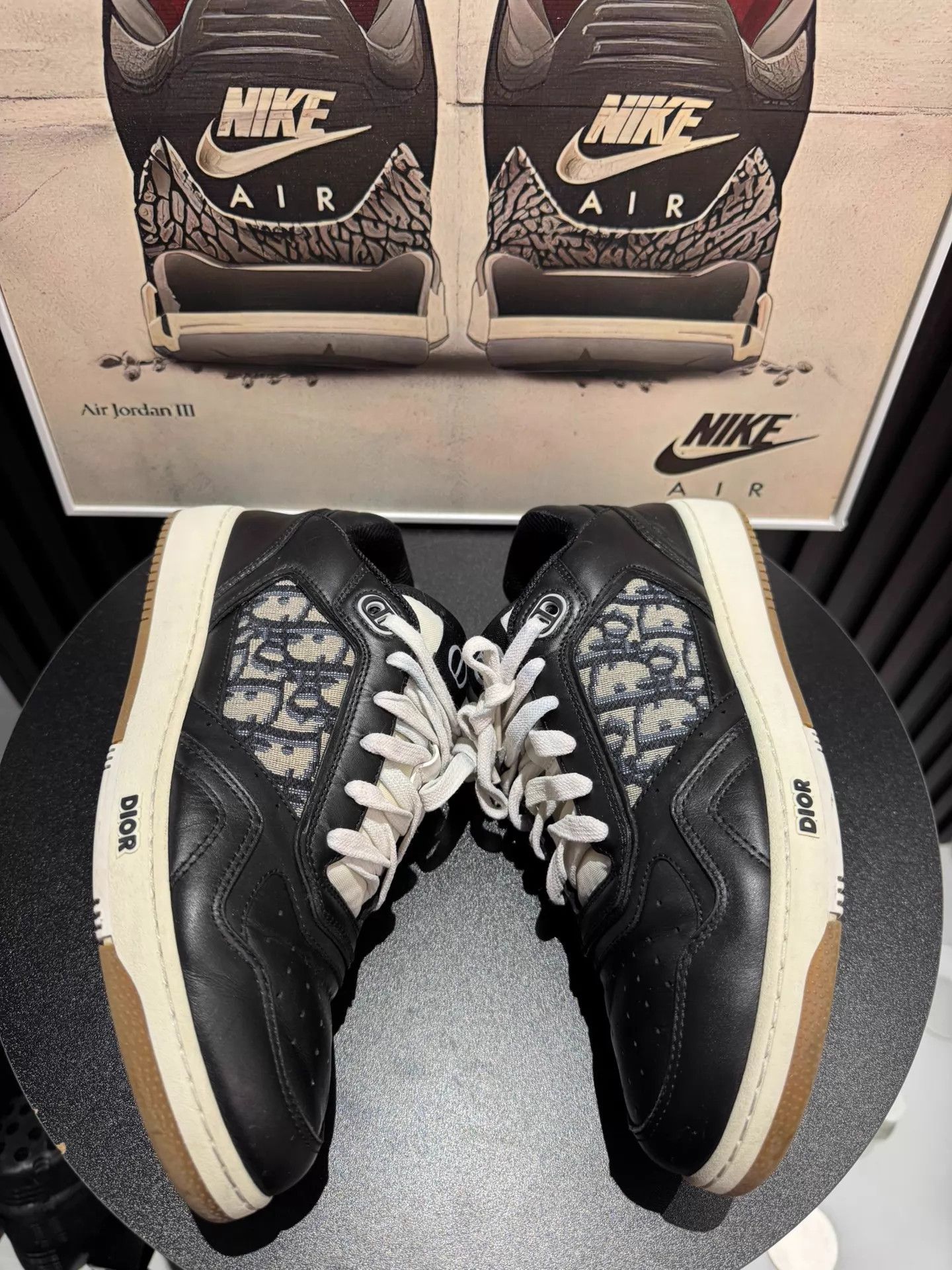 Dior DIOR B27 Leather Fabric Low-Top Sneaker Unisex Black Size US 7 / EU 40 - 4 Thumbnail