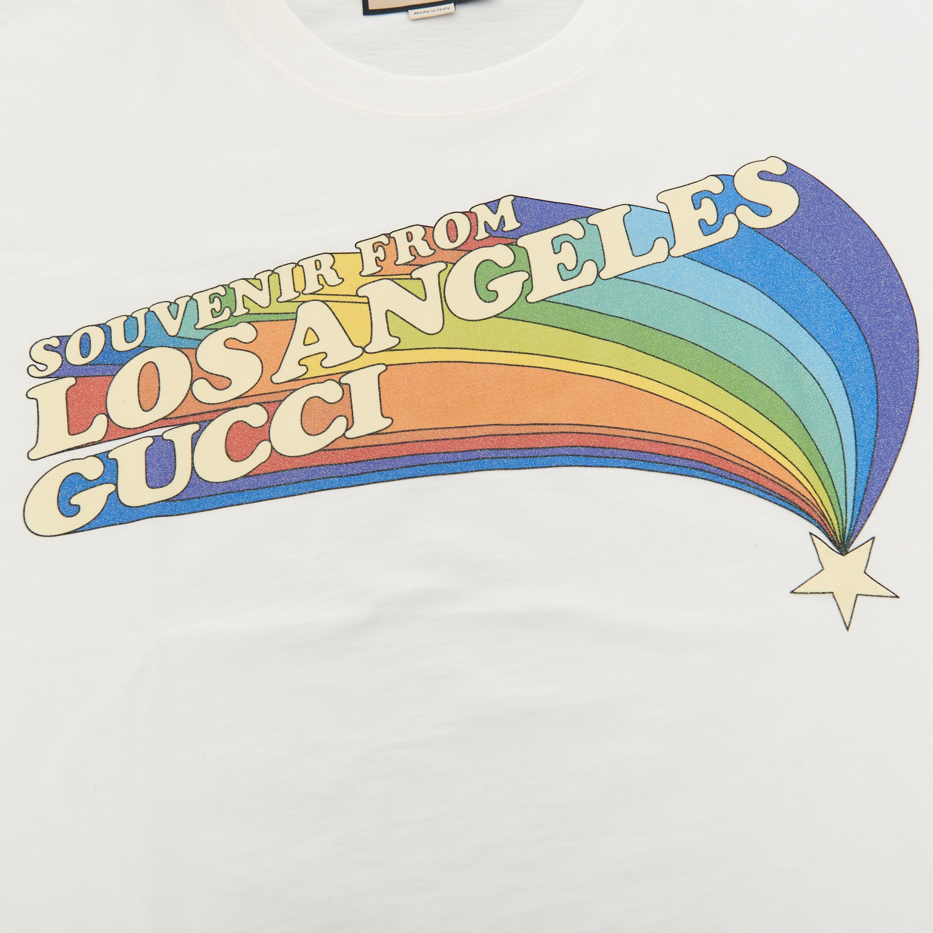 Gucci White Cotton Jersey T-shirt With Los Angeles Souvenir Print Size US L / EU 52-54 / 3 - 9 Thumbnail