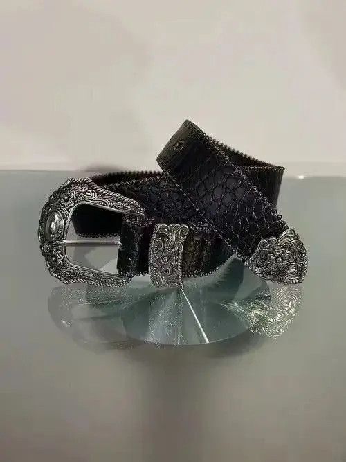 Japanese Brand Y2K Gothic Buckle Belt Size 30 - 7 Thumbnail