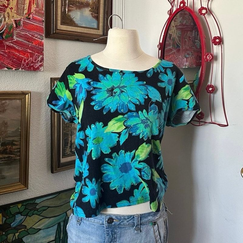 Other white stag blue black floral knit shirt Size L / US 10 / IT 46 - 1 Thumbnail