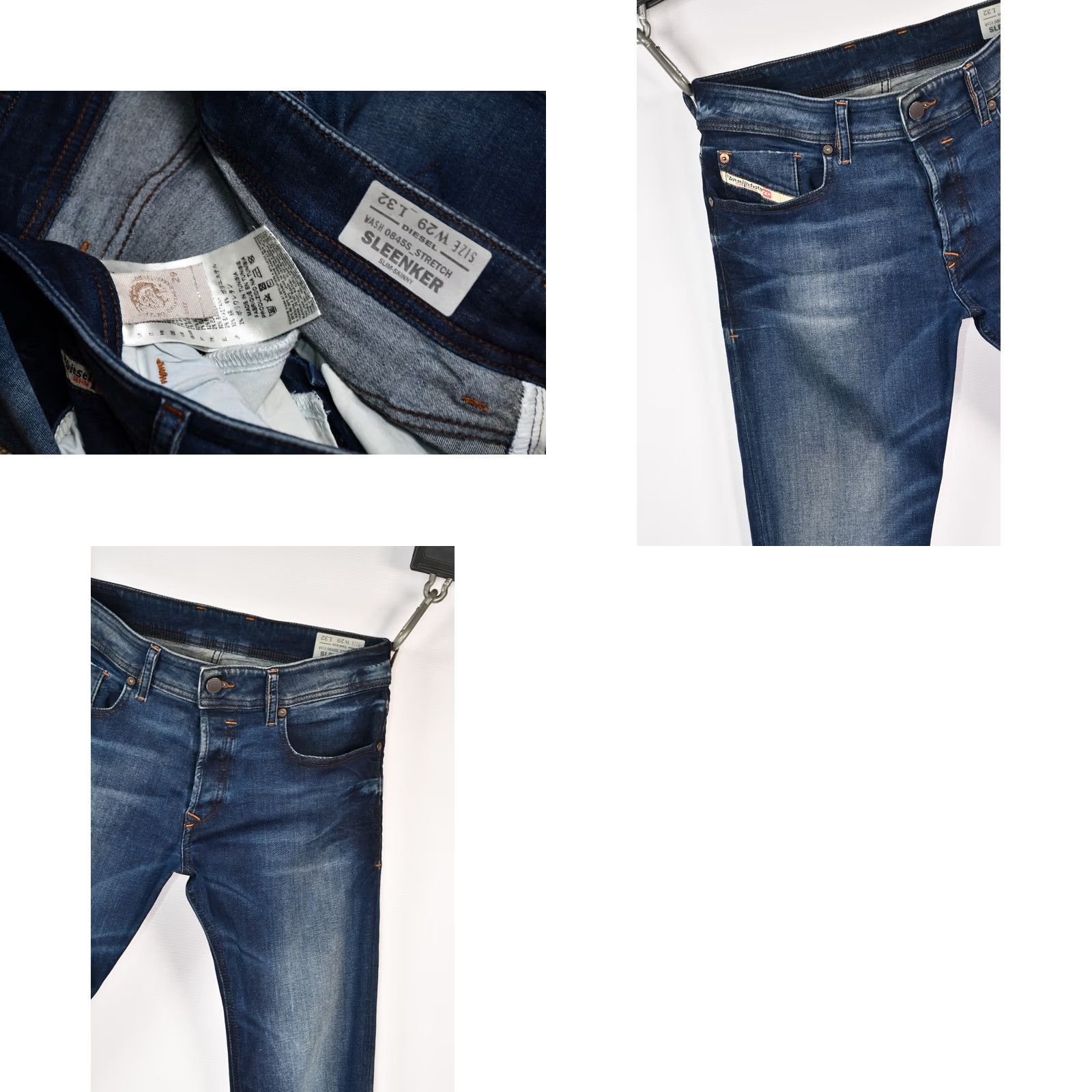 Diesel Diesel Sleenker 0845S Stretch Skinny Blue Jeans Men's W29/L32 Slim 92%Cotton 6%Polyester 2%Elastane Blue Denim Size US 29 - 8 Thumbnail