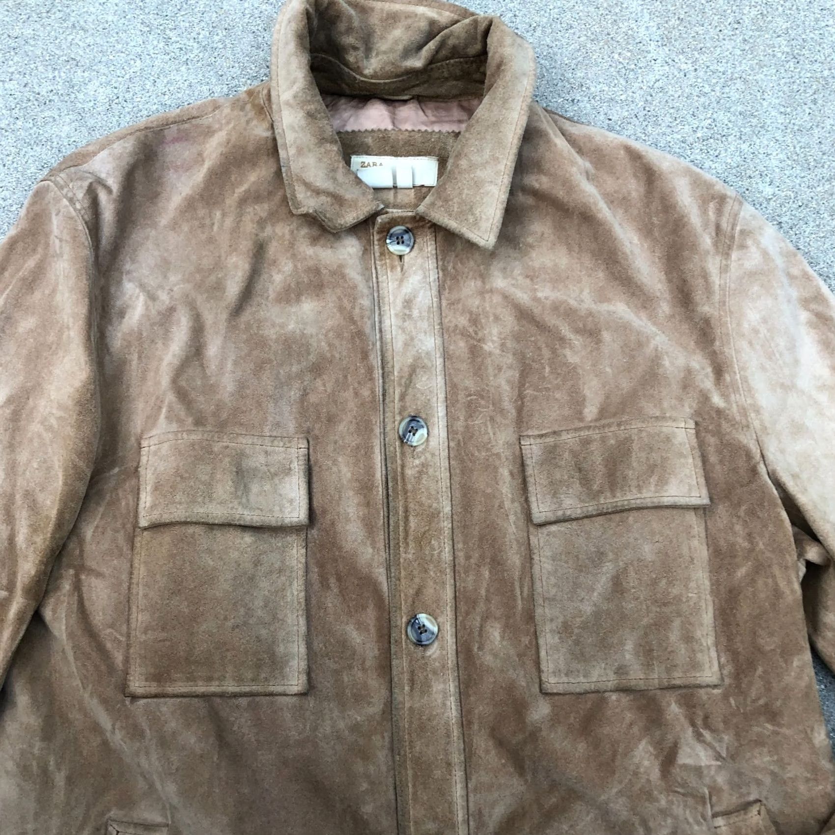 Zara VTG ZARA Leather Suede Jacket Coat Men's XL Brown Long Button Overcoat Size US XL / EU 56 / 4 - 2 Thumbnail