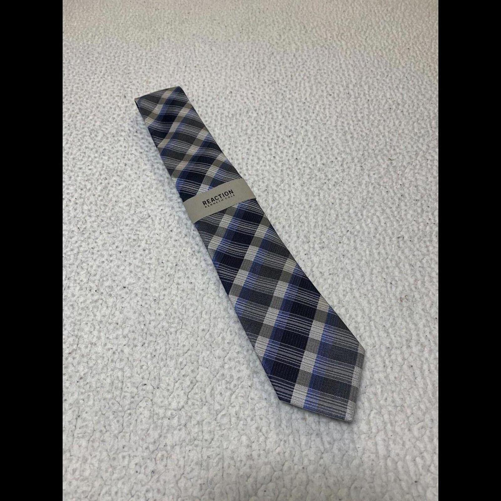 Other Kenneth Cole Reaction Blue Plaid Necktie Silk Tie Size ONE SIZE - 1 Thumbnail