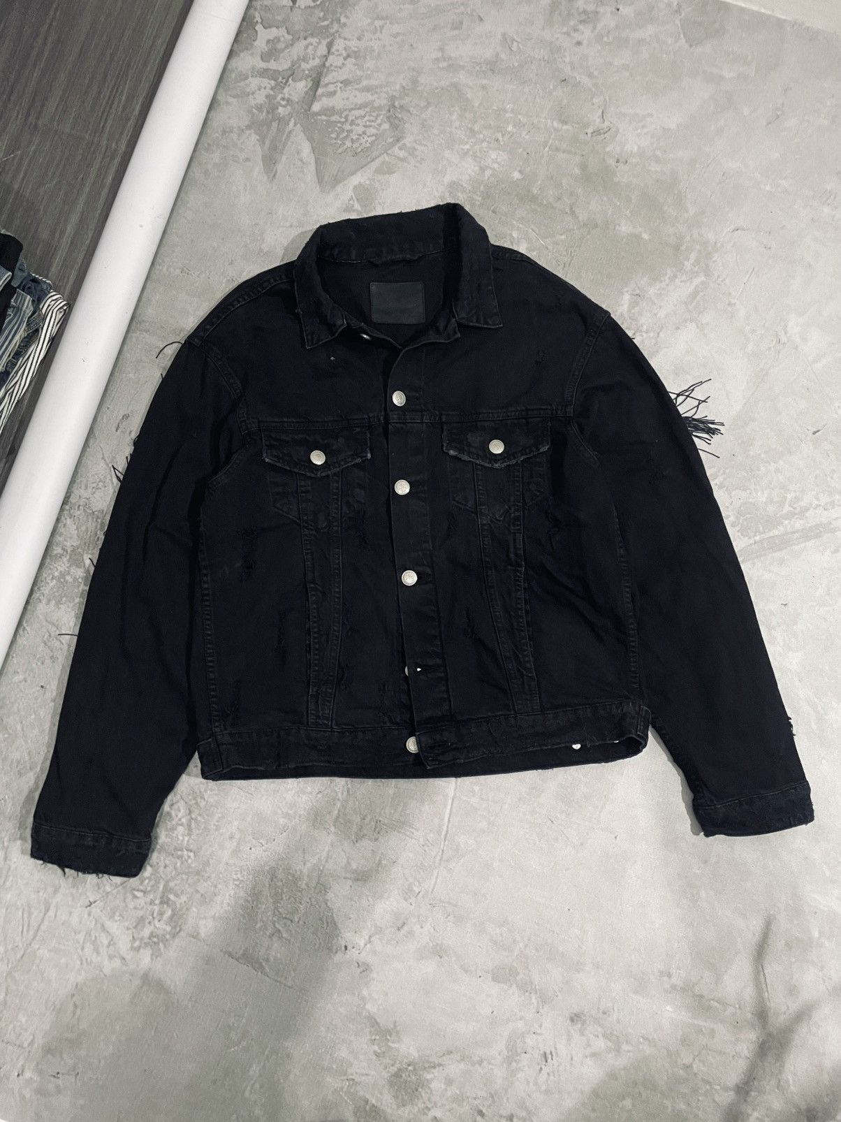 Zara Zara Woman's Black Denim Jacket Cowgirl Western Boho Size L / US 10 / IT 46 - 1 Thumbnail