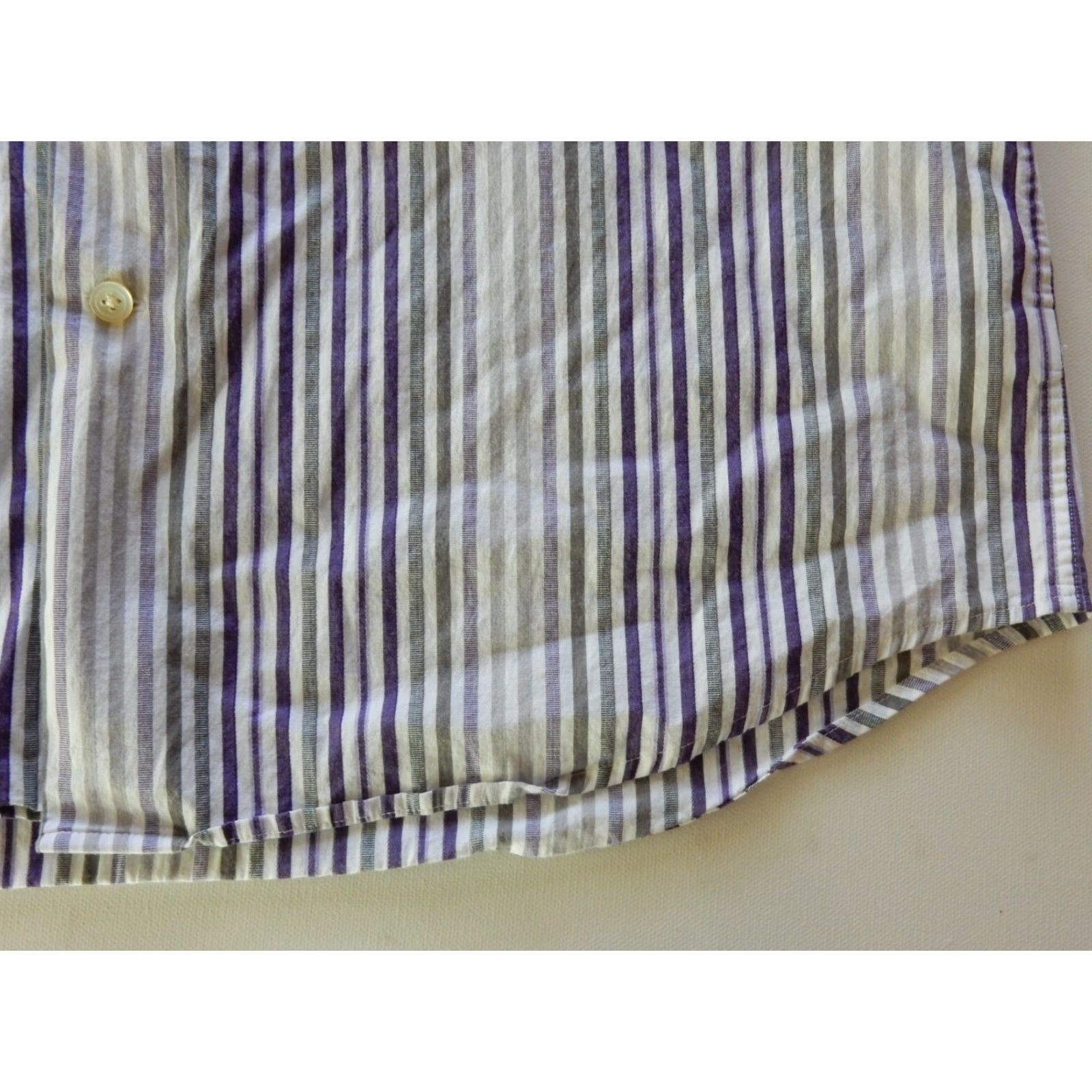 Express VINTAGE Express Men's Cotton Striped Button-Up Shirt Size M Long Sleeve Purple Size US M / EU 48-50 / 2 - 2 Thumbnail