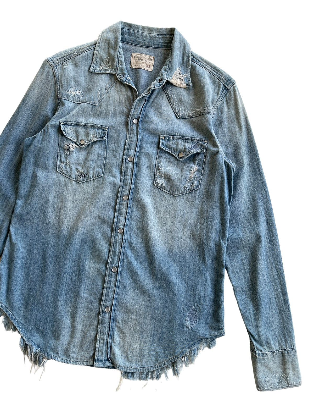 Polo Ralph Lauren Polo Ralph Lauren Distressed Denim Shirt Size M / US 6-8 / IT 42-44 - 4 Thumbnail