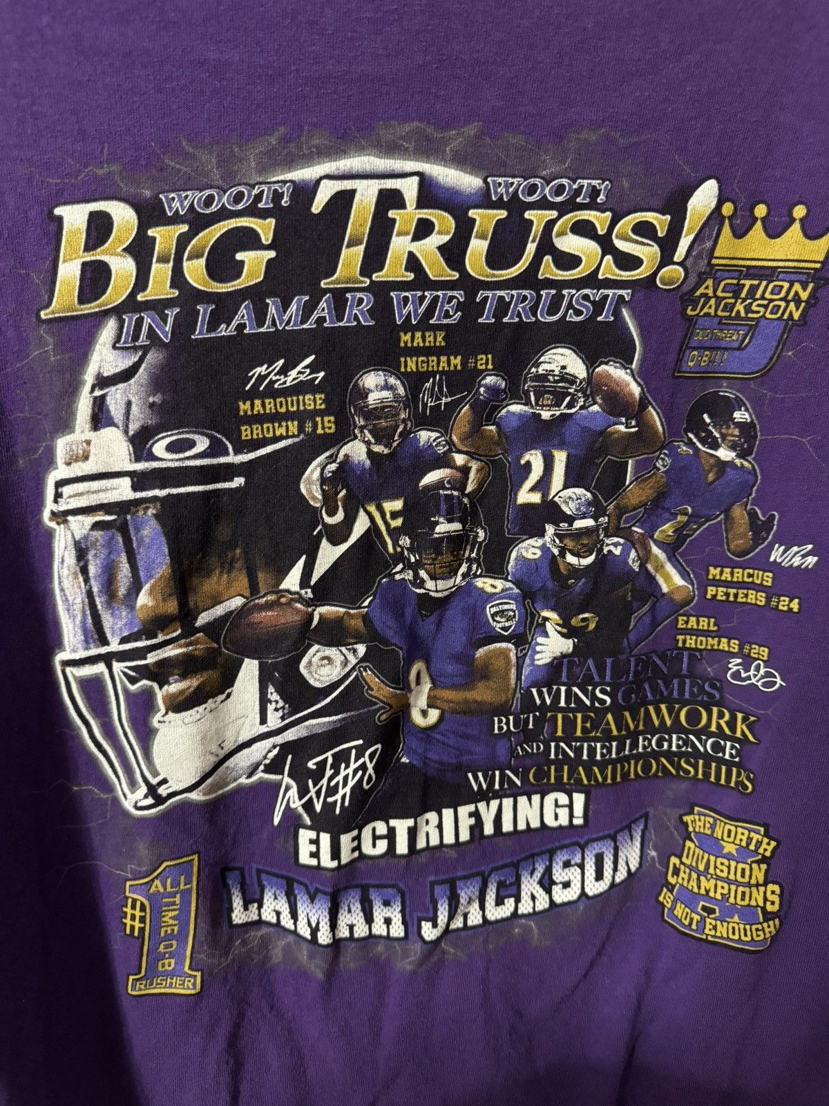 NFL × Vintage Baltimore Ravens “In Lamar We Trust” Delta Pro Weight Tee Size US XXL / EU 58 / 5 - 2 Thumbnail