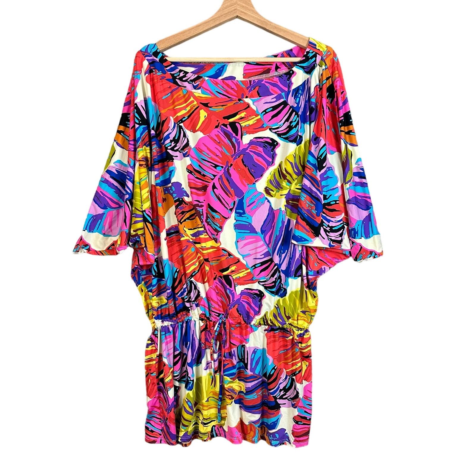 Other Vintage Bright Palm Tropical Cover Up Kaftan Tunic Dress M Size M / US 6-8 / IT 42-44 - 1 Thumbnail