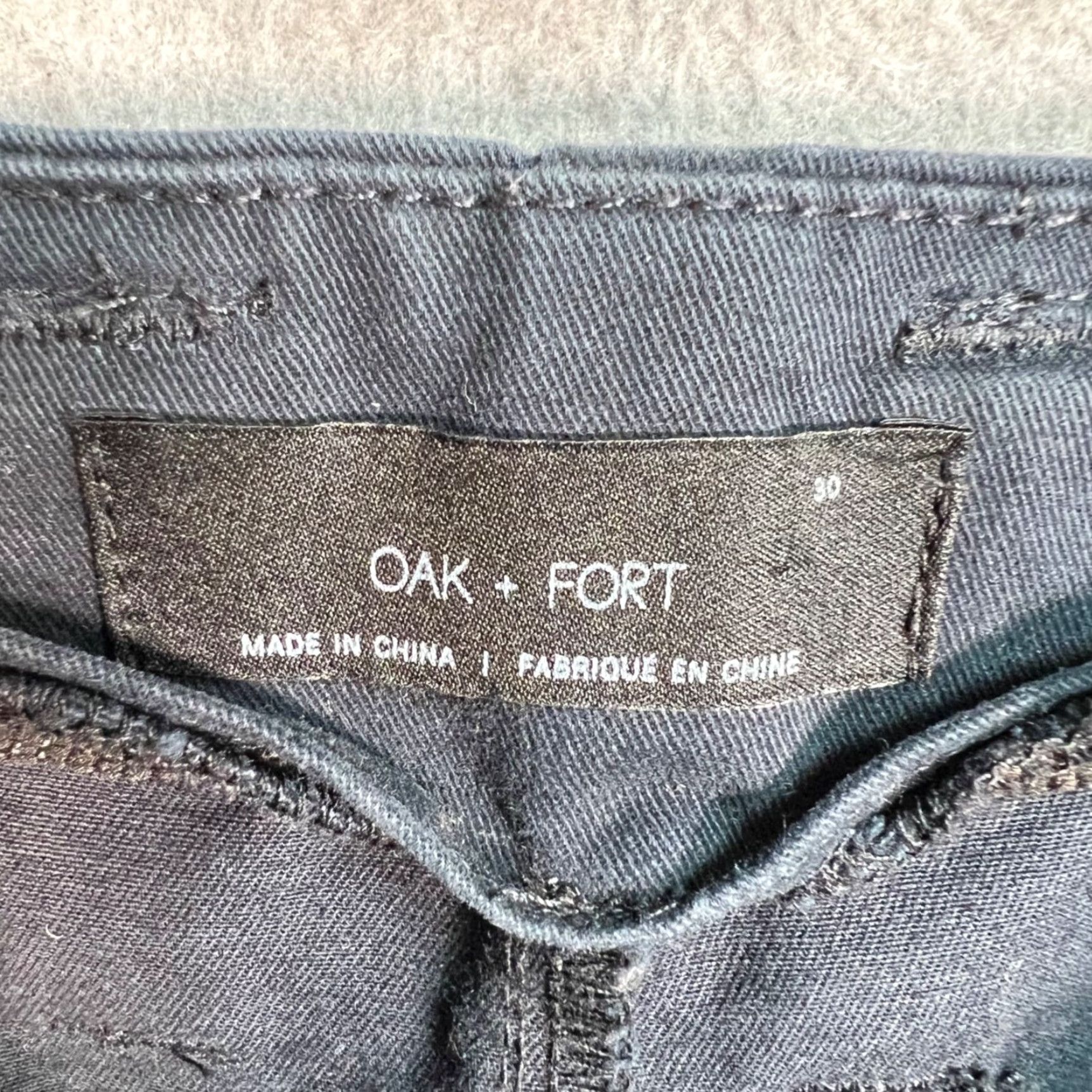 Oak + Fort Oak + Fort Womens Pants Cropped Straight Leg 100% Cotton Size 30 Black Adult Size 30" / US 8 / IT 44 - 3 Thumbnail