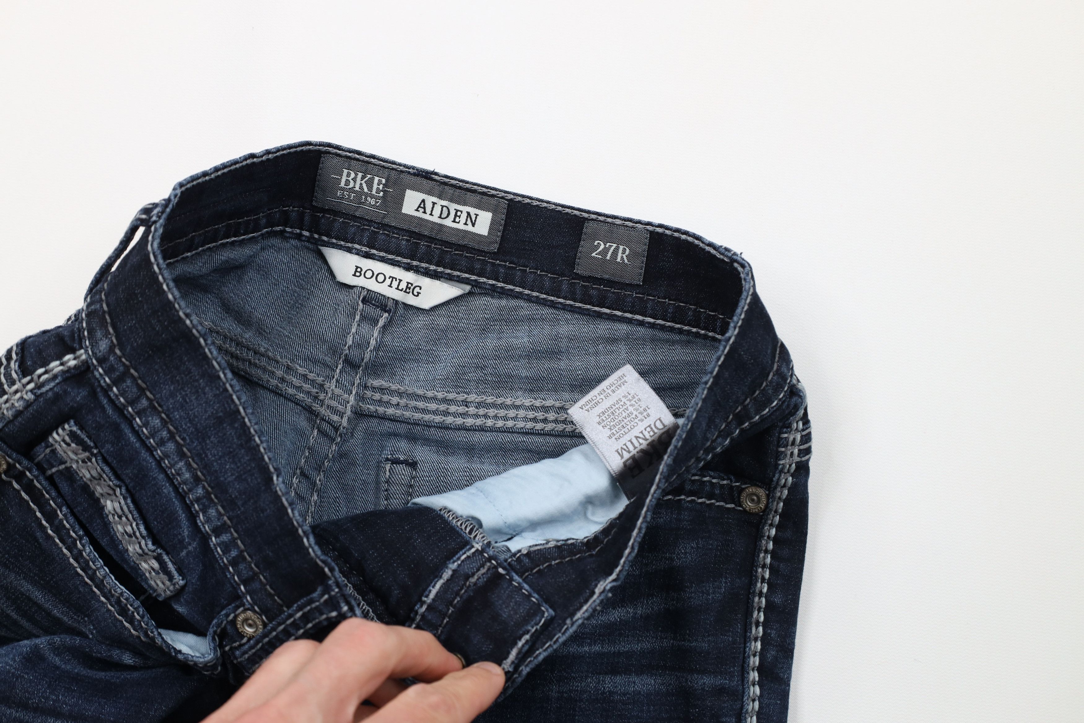 Vintage Buckle BKE Thick Stitch Stretch Bootleg Denim Jeans Blue Size 27" / US 4 / IT 40 - 7 Thumbnail