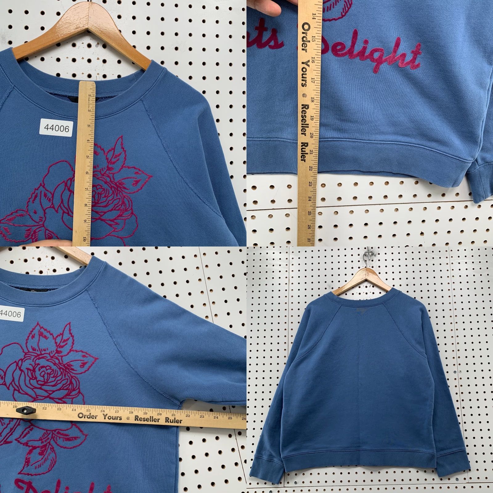 J.Crew J.CREW Hearts Delight Rose Crewneck Sweatshirt Blue Women Large Pullover Size L / US 10 / IT 46 - 8 Thumbnail