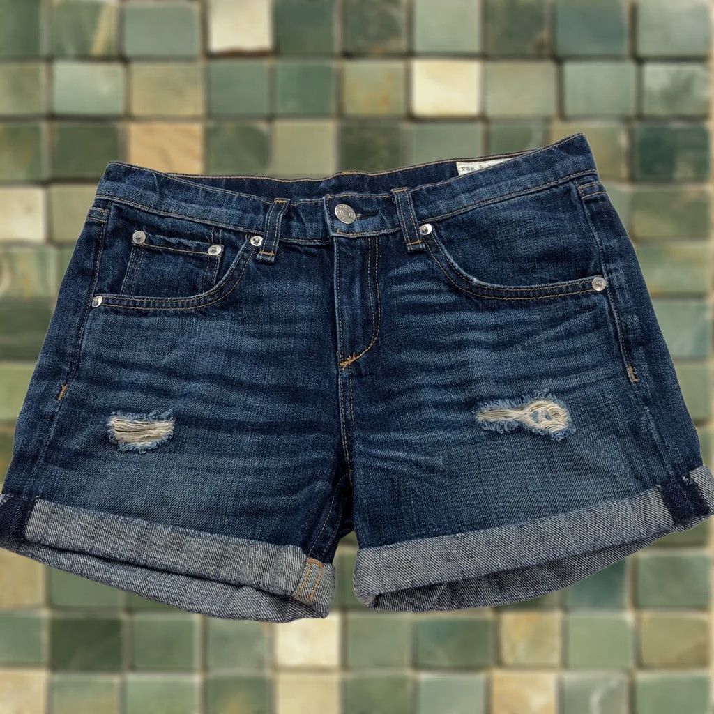 Rag & Bone Rag & Bone 24 (Fit In) 100% Cotton Denim Mid Rise 3.5" Shorts Women Shorts 3.5 Inseam Denim Shorts Blue Regular Rise 24 Womens Size 42" / US 20 - 1 Thumbnail