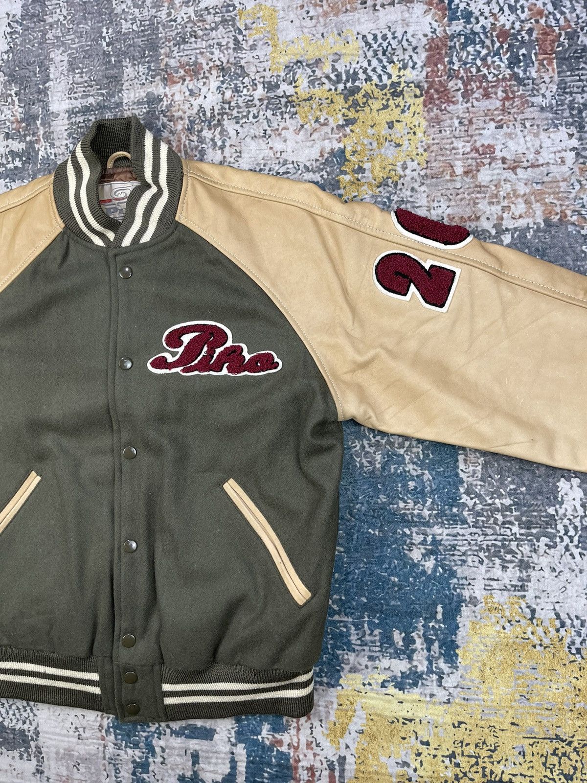 Japanese Brand Vintage Piko Hawaiian Leather Wool Varsity Jackets Size US S / EU 44-46 / 1 - 5 Thumbnail