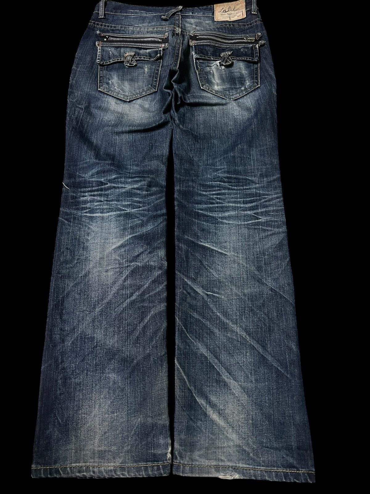 Beauty Beast × If Six Was Nine × Japanese Brand 💥Rare💥Lolita Concert Club Punk Washed Distress Jeans Size US 33 - 2 Thumbnail