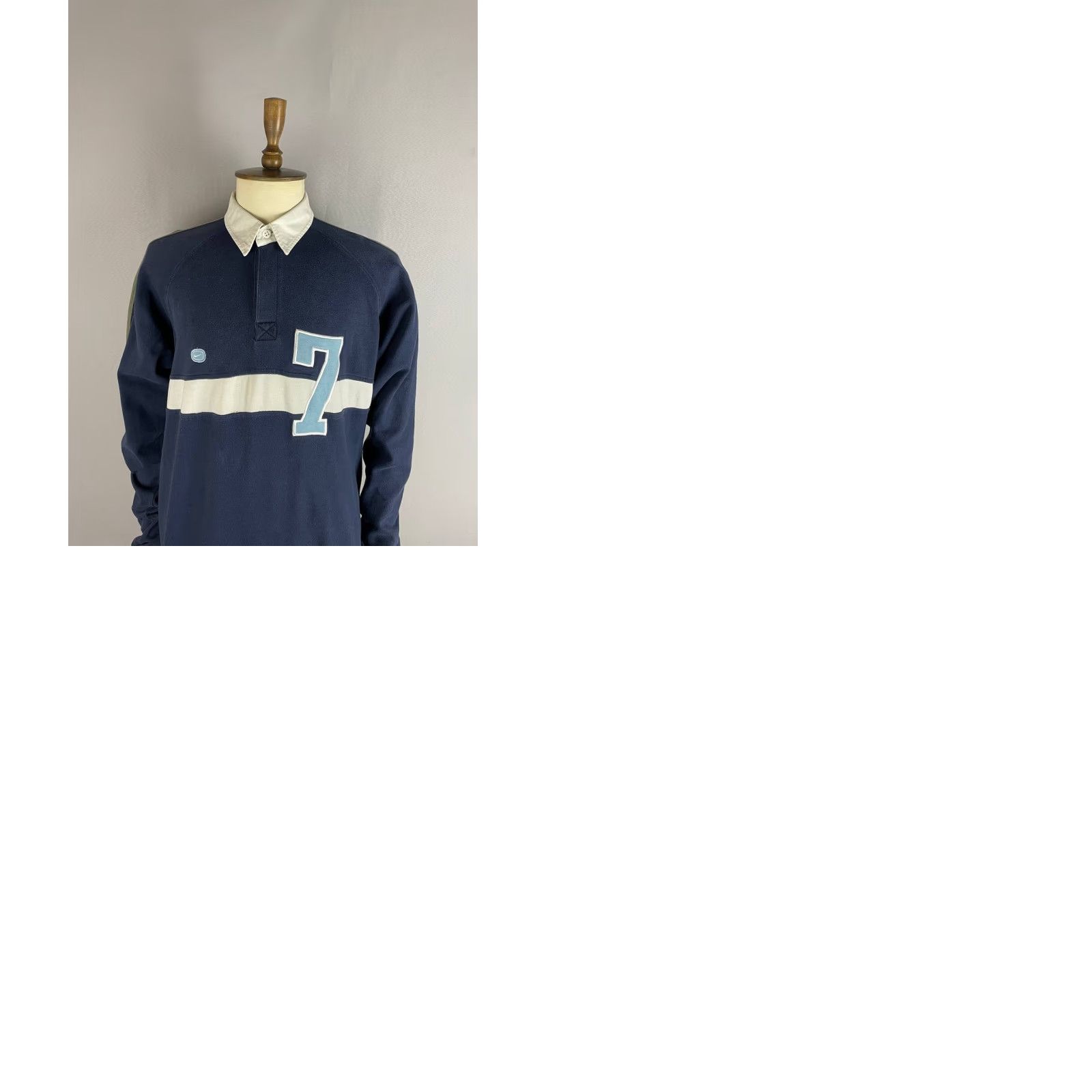 Nike Nike Polo Shirt Rugby#7 XL Blue Cotton Long Sleeve Collared Shirt Mens Regular Fit Size US XL / EU 56 / 4 - 10 Thumbnail