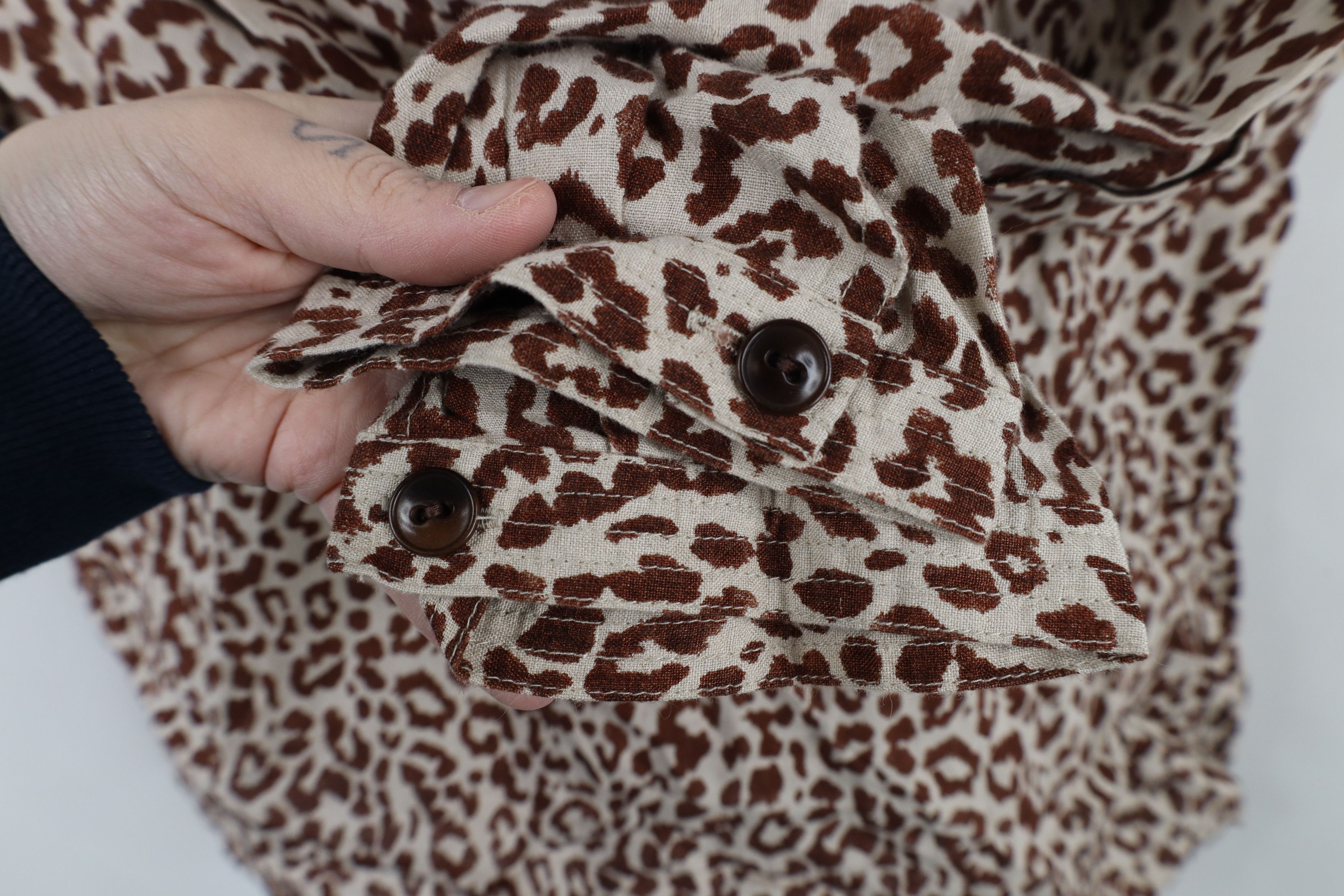 J.Crew × Vintage J Crew Leopard Print Linen Long Sleeve Blouse Shirt Top Size L / US 10 / IT 46 - 7 Thumbnail