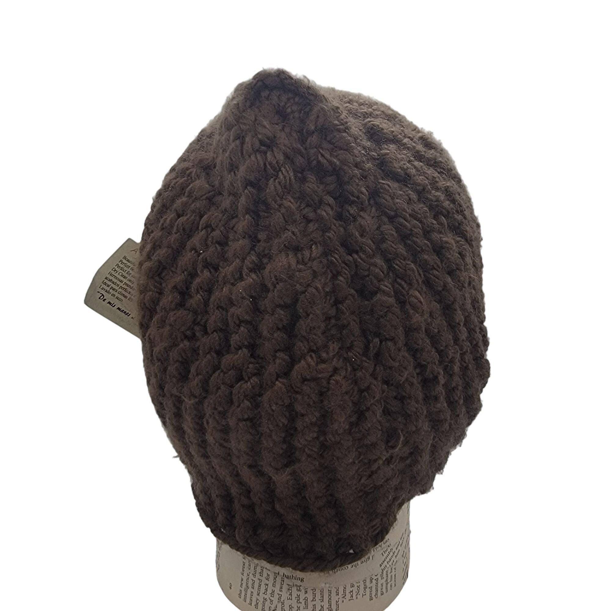 Other ⭐Handmade Crochet Beanie Hat Knit Brown Chunky Style Warm Wi Size ONE SIZE - 4 Thumbnail