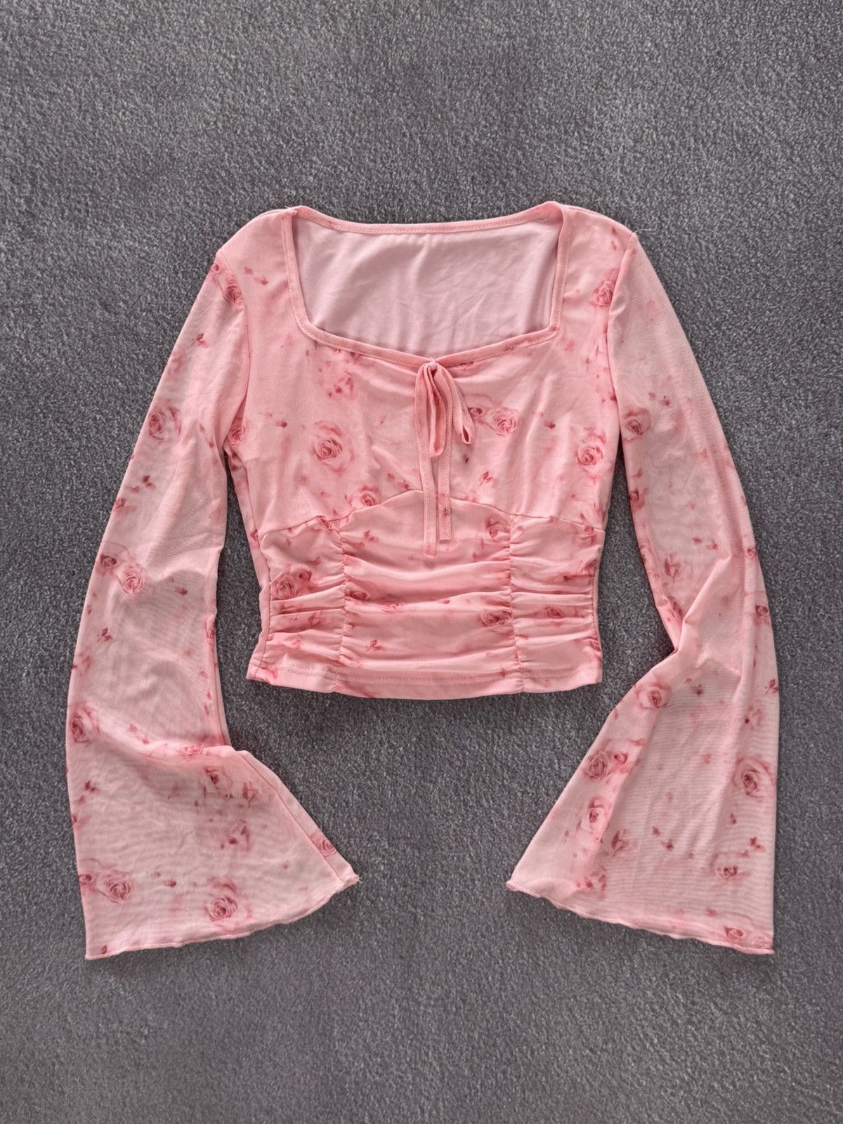 Japanese Brand Y2K Japanese Vibe Glam Roses Print Mesh Long Sleeve Size M / US 6-8 / IT 42-44 - 1 Thumbnail