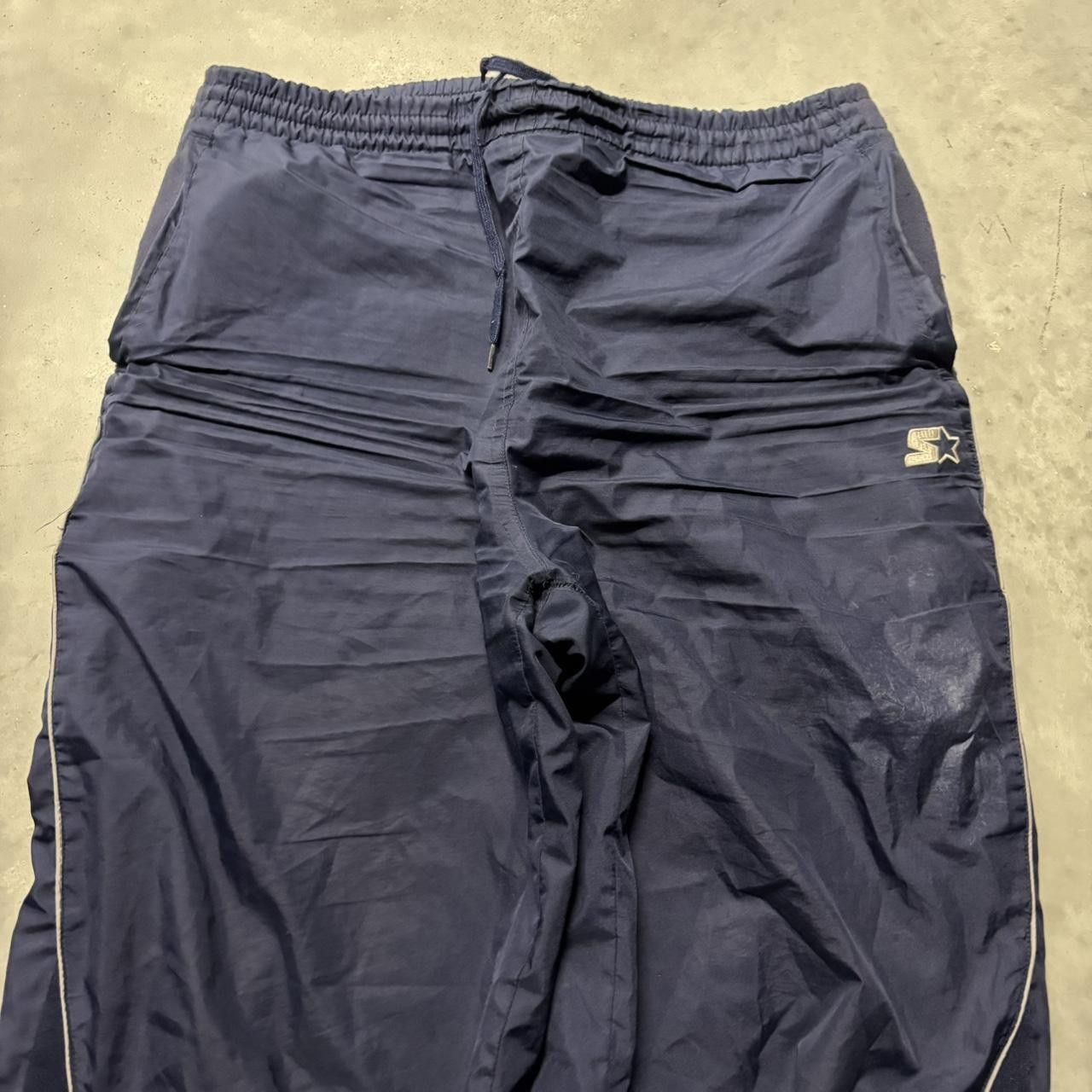 Japanese Brand × Vintage Crazy Vintage Y2K/2000s Baggy Navy Blue Skater Drill Track Pants! Size US 32 / EU 48 - 3 Thumbnail