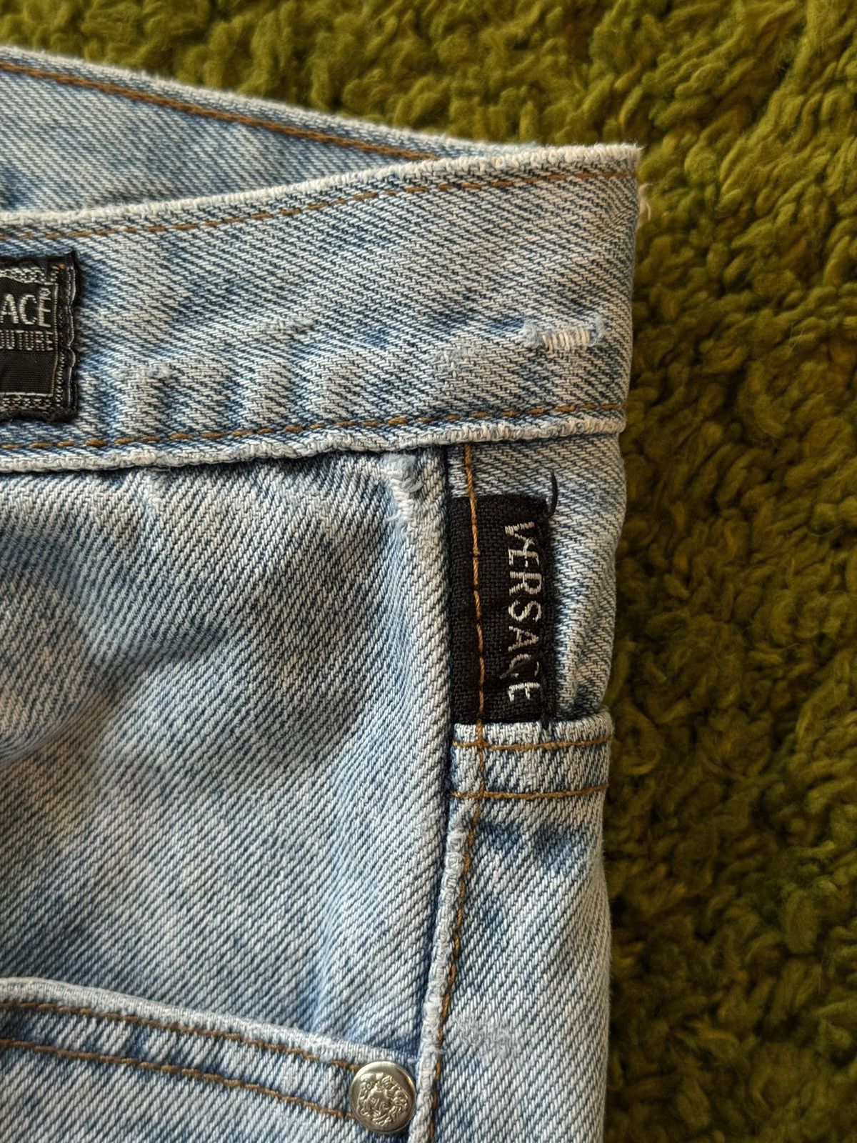 Versace × Versace Jeans Couture × Vintage Versace 1990s archive Medusa patch wide leg palazzo jeans Size 26" / US 2 / IT 38 - 4 Thumbnail