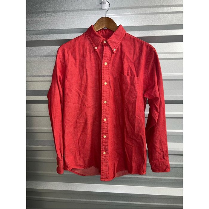 J.Crew 80s J. Crew Made in USA Red Denim Work Shirt M Grailed