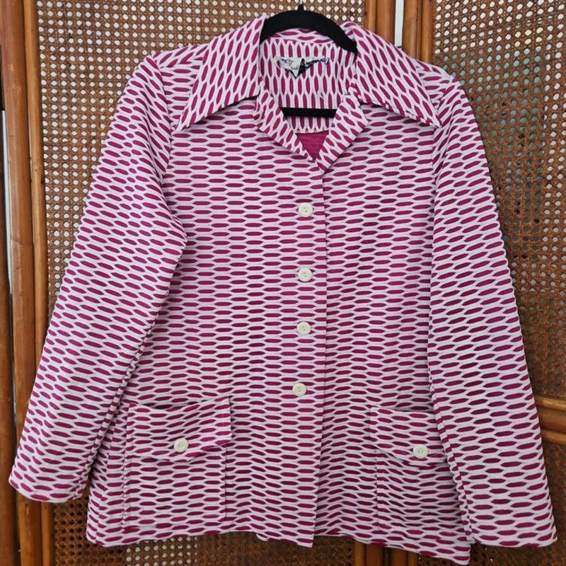 Vintage Vintage 70s Double Take Pink White Textured Blazer Small Med Size M / US 6-8 / IT 42-44 - 1 Thumbnail