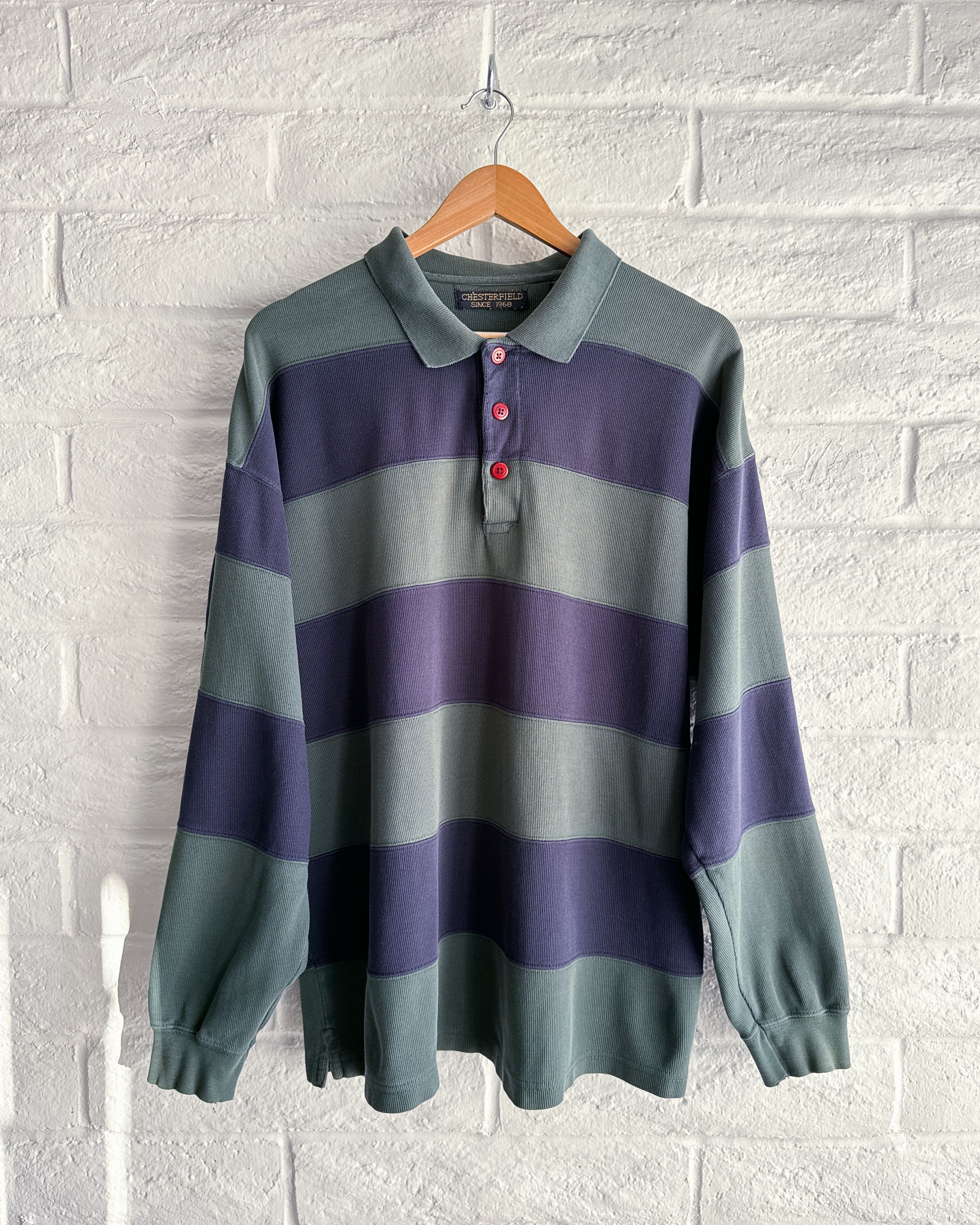 Vintage Vintage Chesterfield Striped Long Sleeve Polo Shirt Preppy Size US XL / EU 56 / 4 - 1 Thumbnail