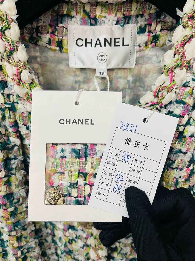 Chanel Chanel Greek series pink and green tweed long coat 2504-Nex Size XS / US 0-2 / IT 36-38 - 3 Thumbnail