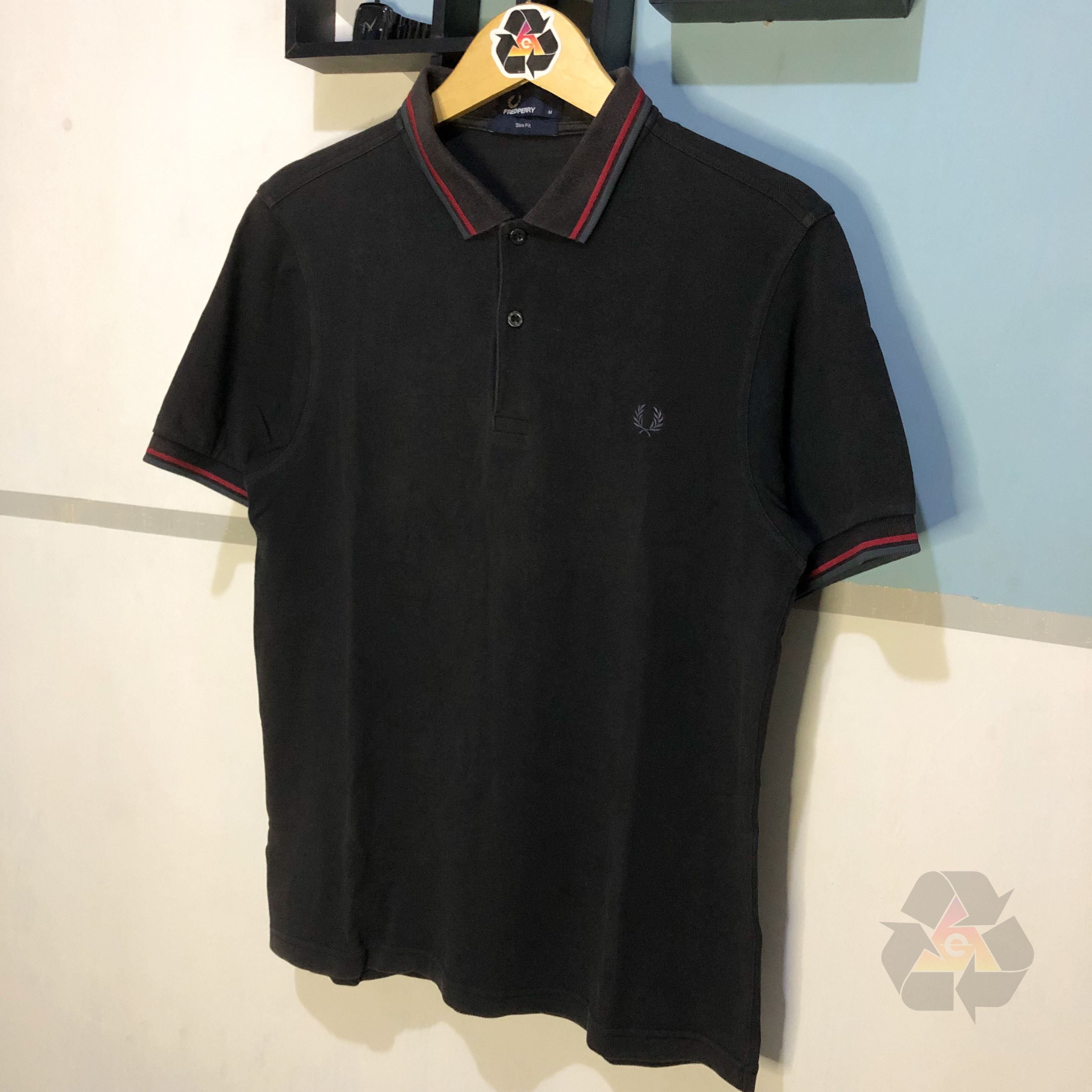 Fred Perry × Vintage Fred Perry Polo Shirt Black On Black Y2K Size US M / EU 48-50 / 2 - 3 Thumbnail