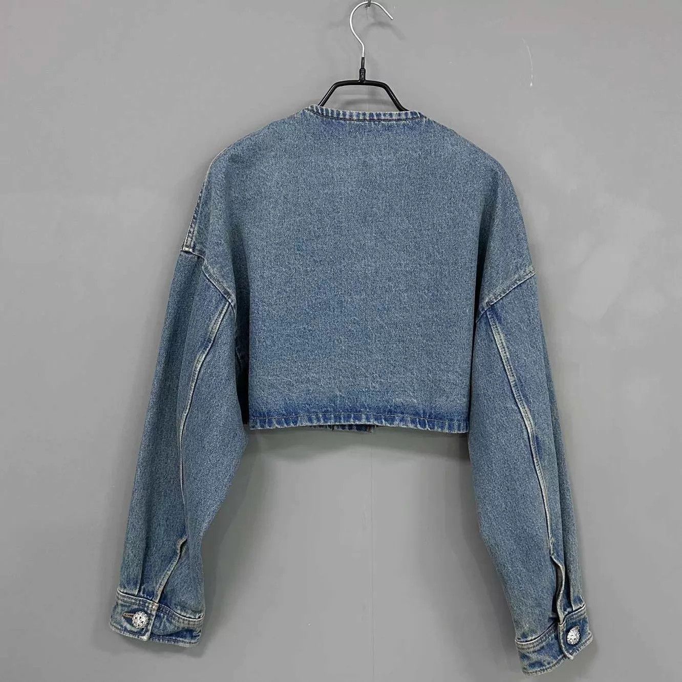 Prada PRADA Washed Blue Denim Jacket Triangle Crystal Logo Size XS / US 0-2 / IT 36-38 - 3 Thumbnail