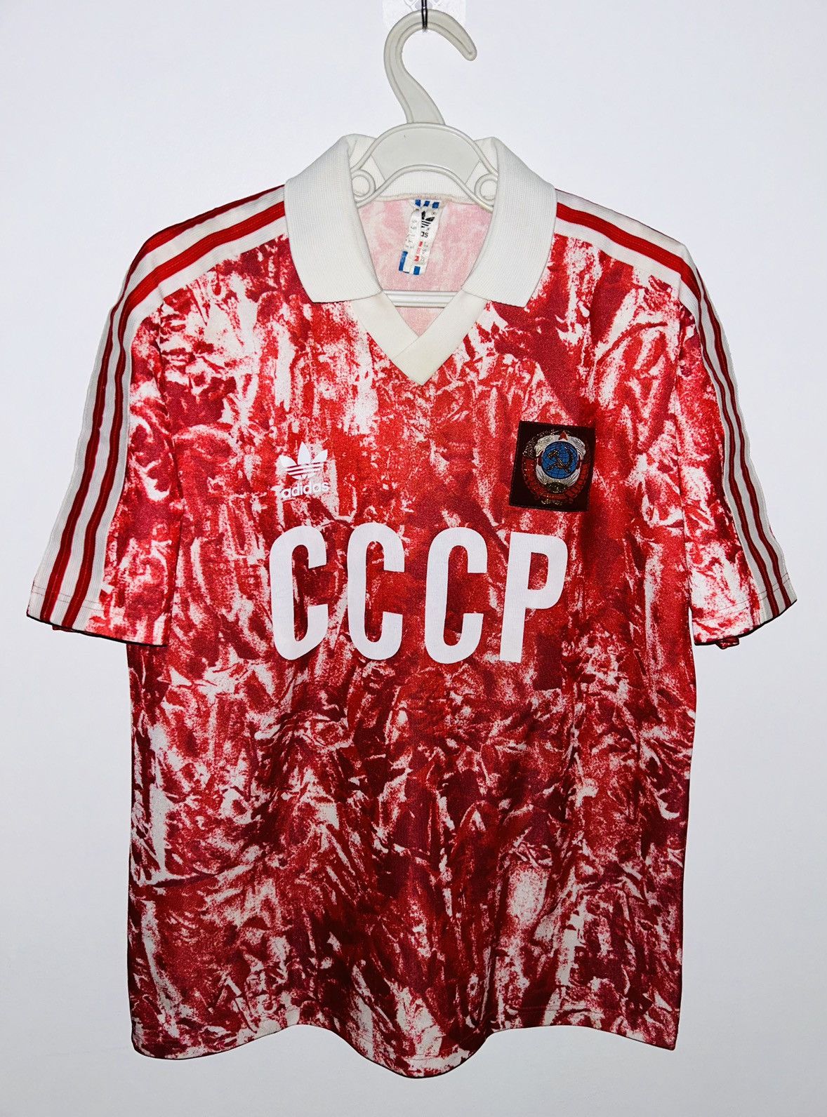 image of Soccer Jersey x Vintage Cccp Urss 1989/91 Soviet Union Home Jersey in Red/White, Men's (Size Medium
