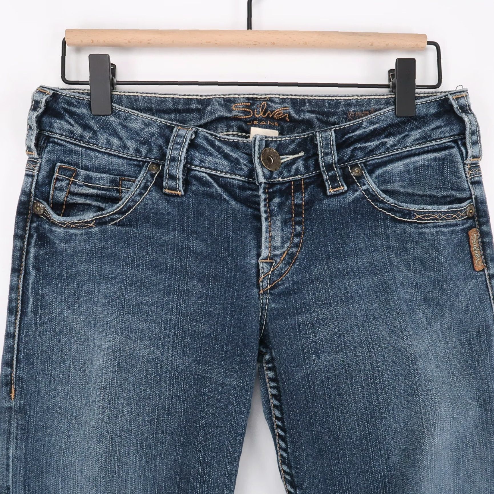 Silver Jeans Co. Silver Jeans Capri Cropped Jeans Womens 26 Blue Medium Wash Denim Stretch Pockets Rise Low 26x25.5, Regular Size 26" / US 2 / IT 38 - 3 Thumbnail