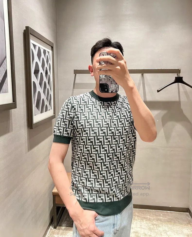 Fendi Fendi FF Monogram Full Print Short Sleeve Knit Sweater - G Size US S / EU 44-46 / 1 - 9 Thumbnail