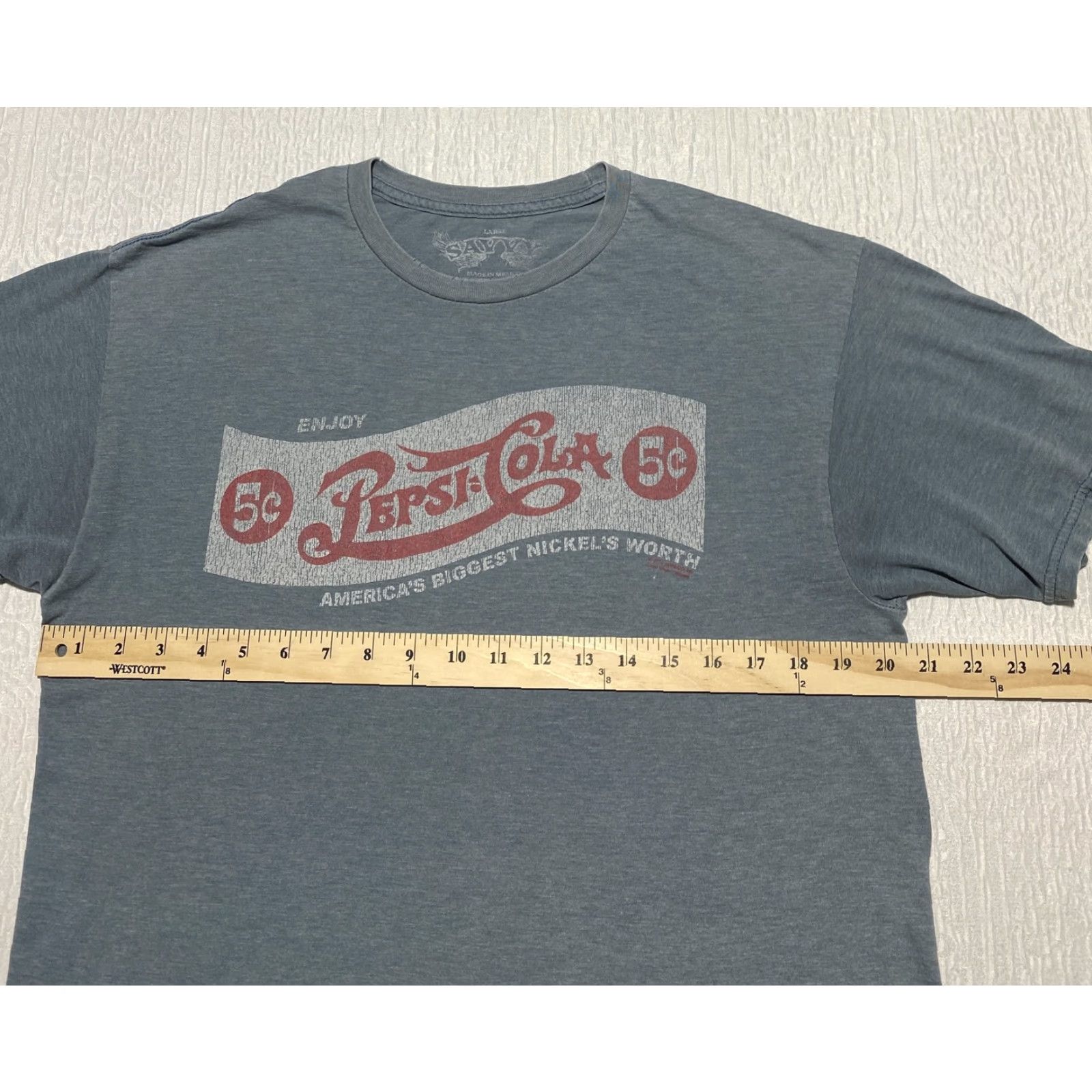 Etro VINTAGE Pepsi-Cola Shirt Mens Large Blue Graphic Savvy T-Shirt Crew Neck Short Sleeve Retro 5 Cent 50/50 Polyester Cotton Logo Size US L / EU 52-54 / 3 - 6 Thumbnail
