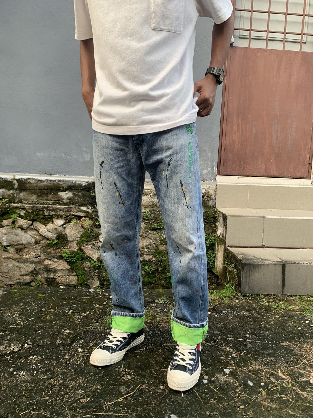 Vintage Vintage XSECAI Paint Splatters (Koi Fish Lined) Denim Jeans Size US 30 / EU 46 - 8 Thumbnail