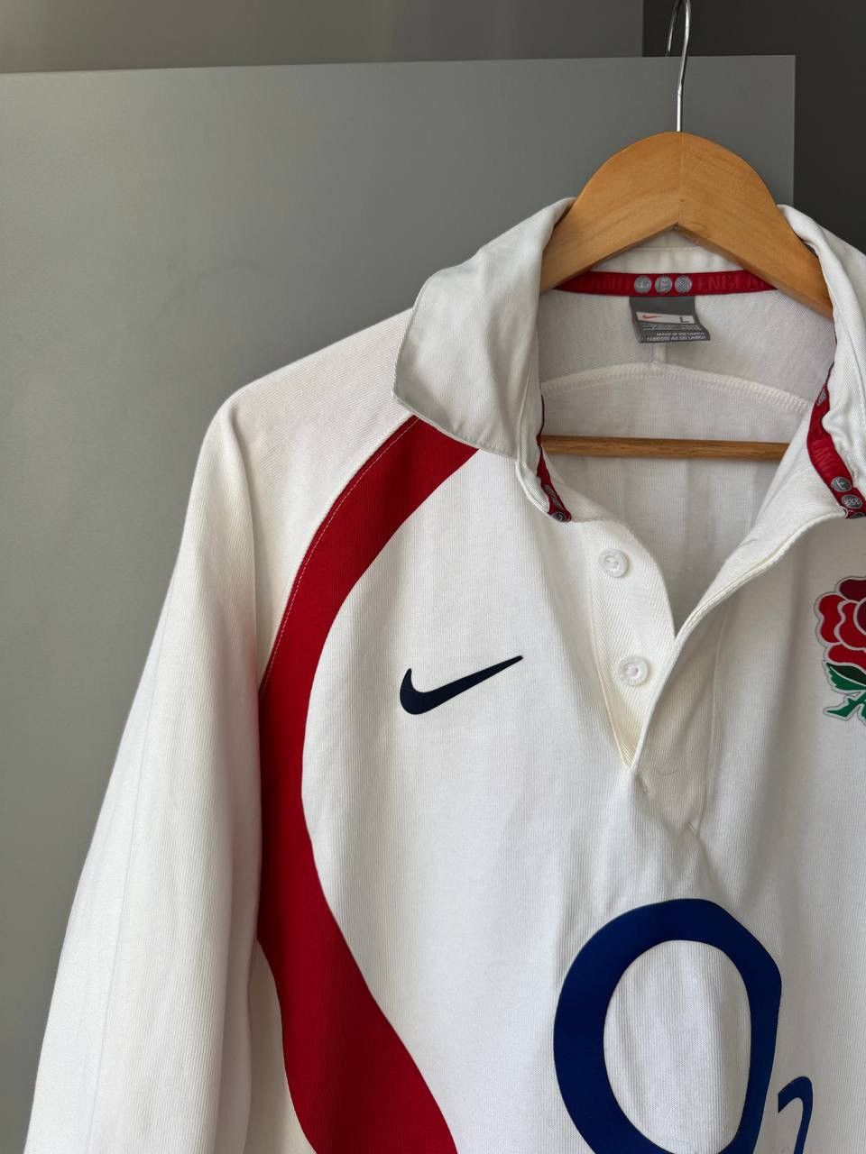 Nike Nike England Rugby Jersey O2 Long Sleeve 2000s (Odell 09) Size US L / EU 52-54 / 3 - 4 Thumbnail