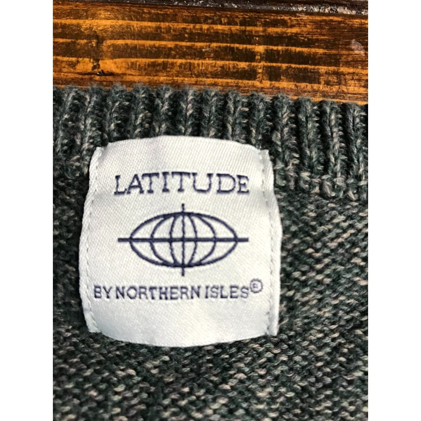 Vintage Latitude Sweater Men's Size Large V-Neck Pullover Long Sleeve Gray Tan Brown Knit Regular Fall Winter Casual Men Size US L / EU 52-54 / 3 - 6 Thumbnail